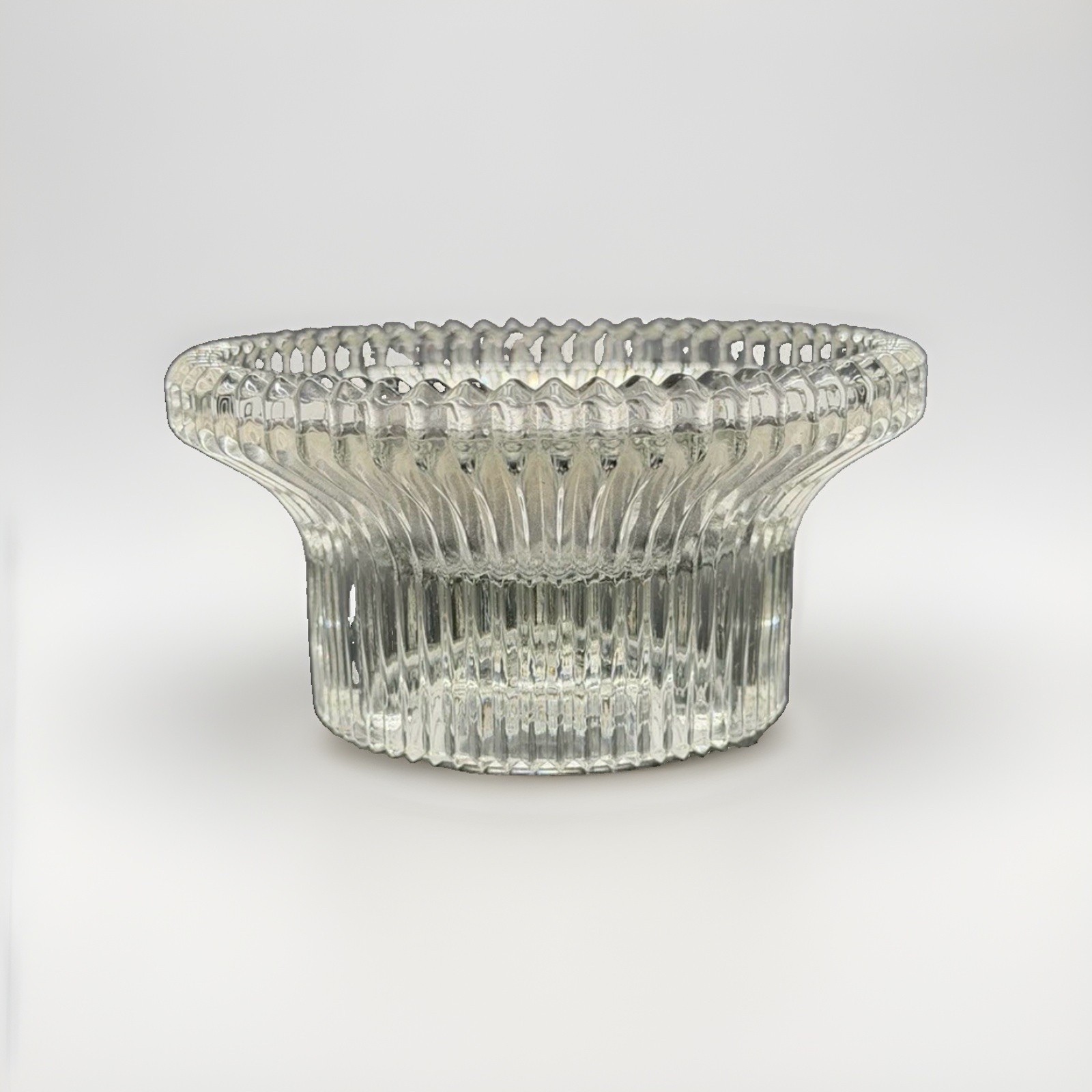 Vintage Indiana Glass Clear Ribbed Fairy Lamp Candle Holder Base ONLY