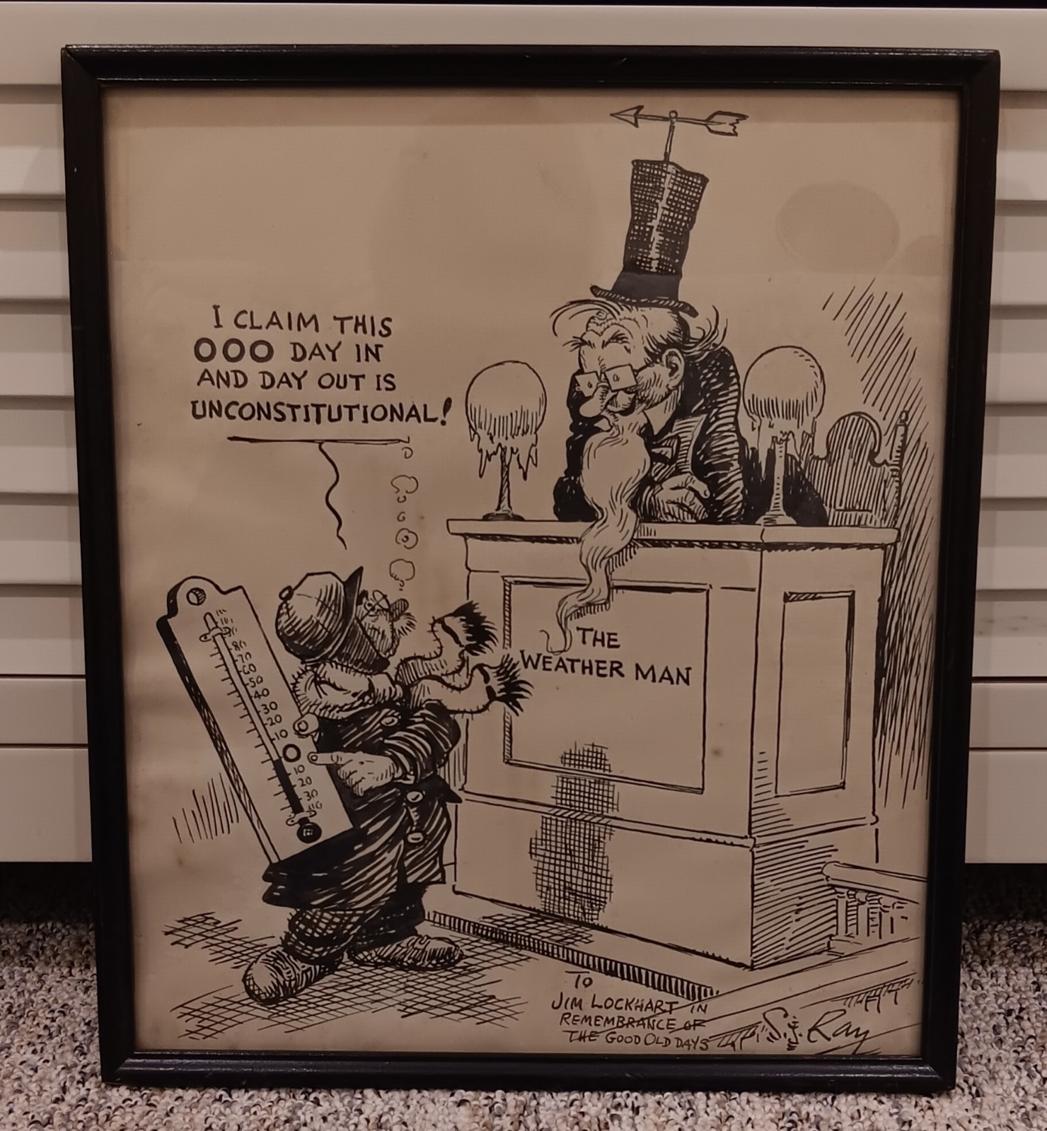 RARE SJ Ray Original SIGNED Political Cartoon Pen Ink Weather Man Silvey Jackson