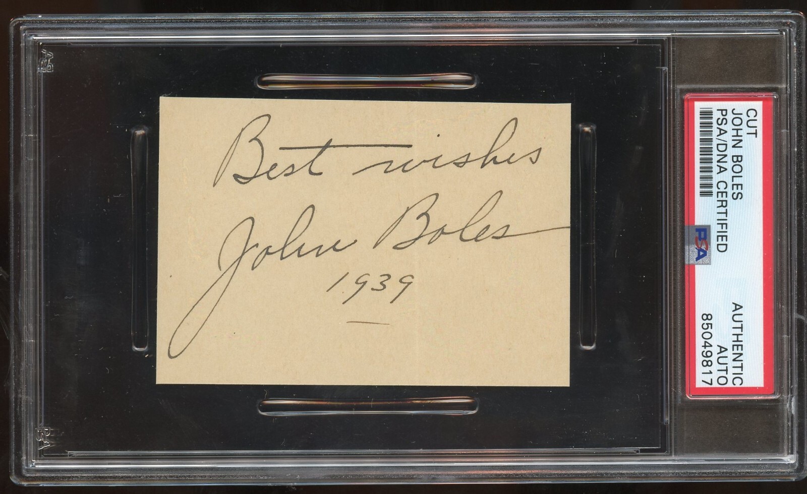 John Boles signed autograph auto 2x4 cut Victor Moritz in Frankenstein PSA Slab