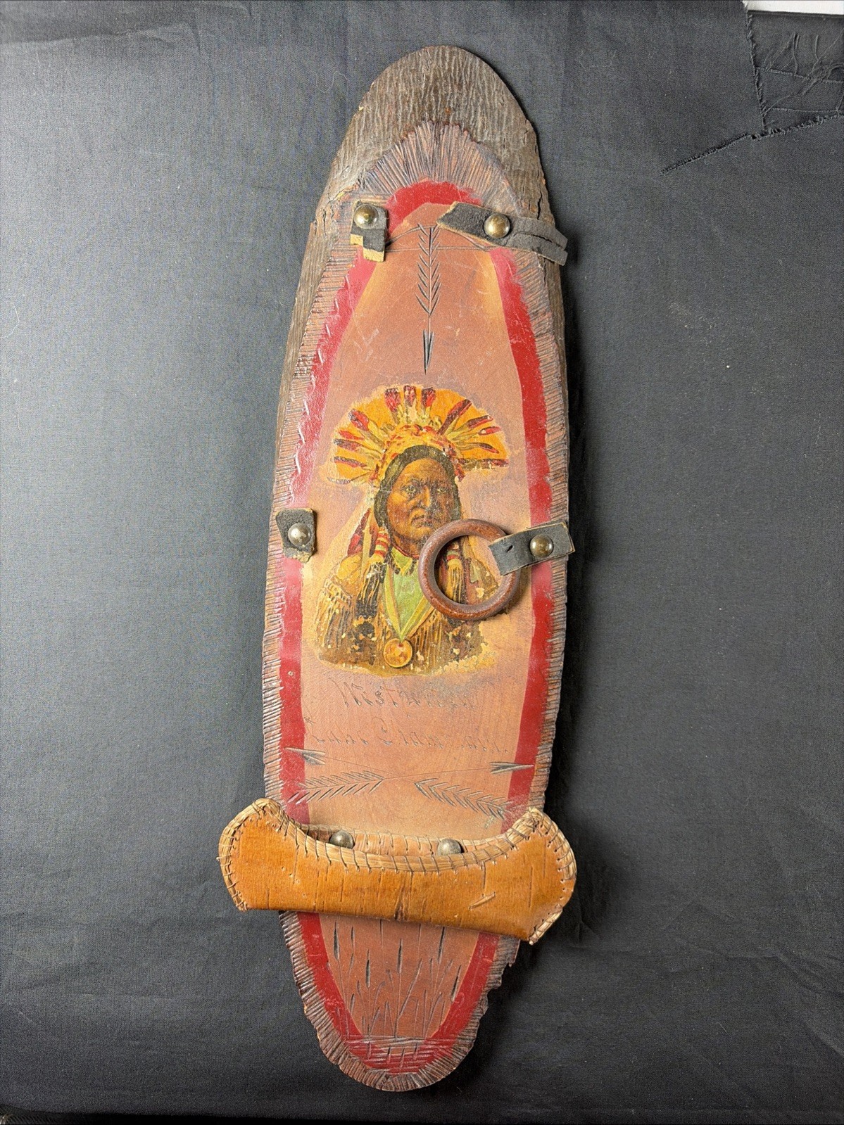 Antique SOUVENIR WALL MOUNT MATCH HOLDER from LAKE CHAMPLAIN WESTPORT ONTARIO