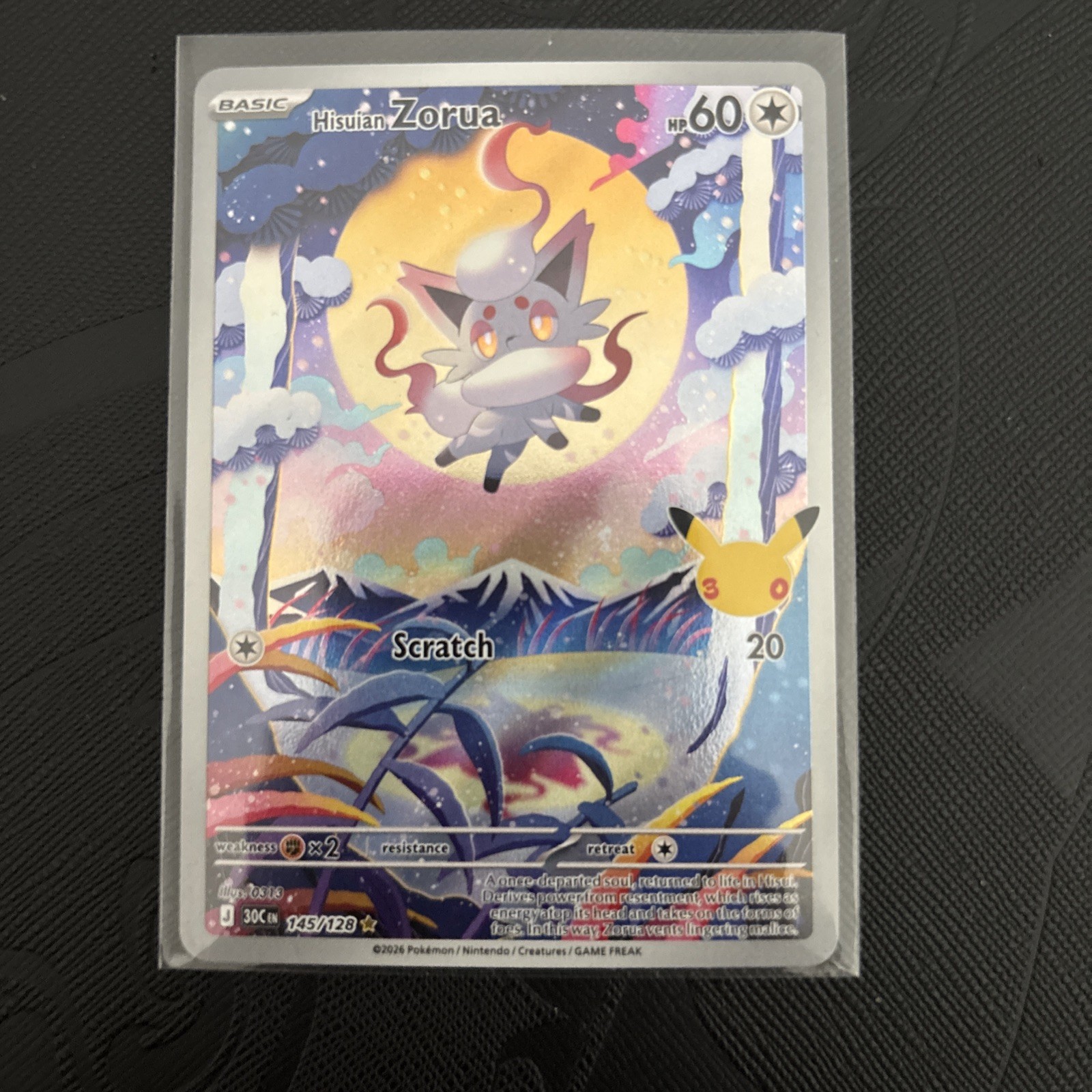 Pokemon Hisuian Zorua 145/128 Illustration Rare 30th celebration 2026