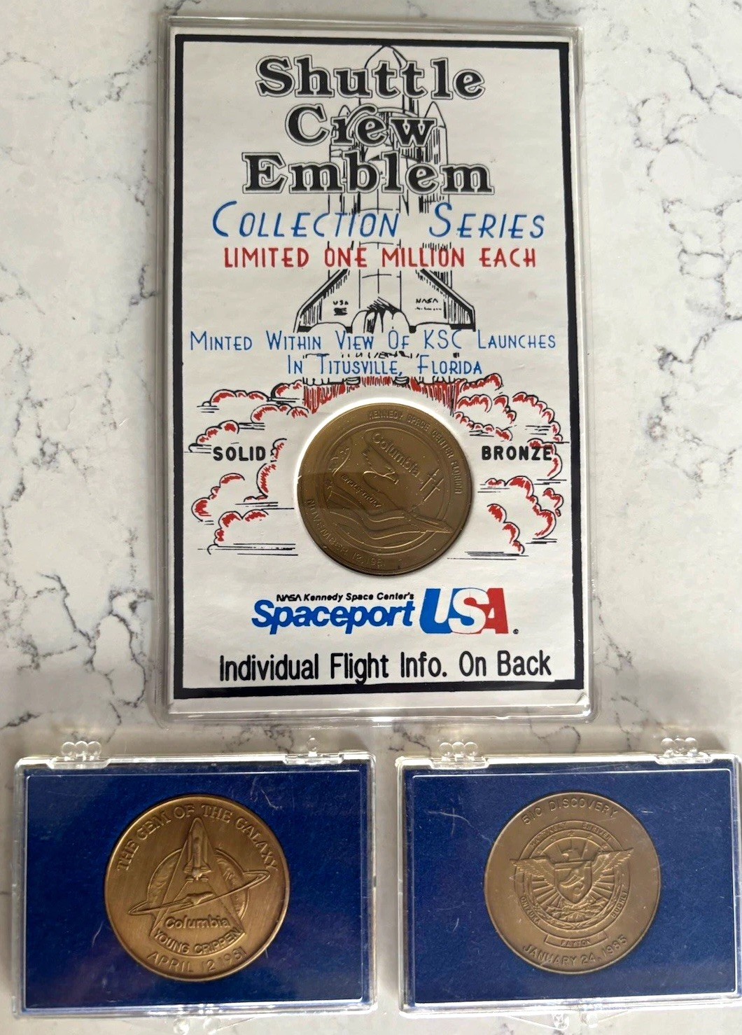 Vintage NASA Space Shuttle Commemorative Medallions Set - STS-1 STS-2 Discovery