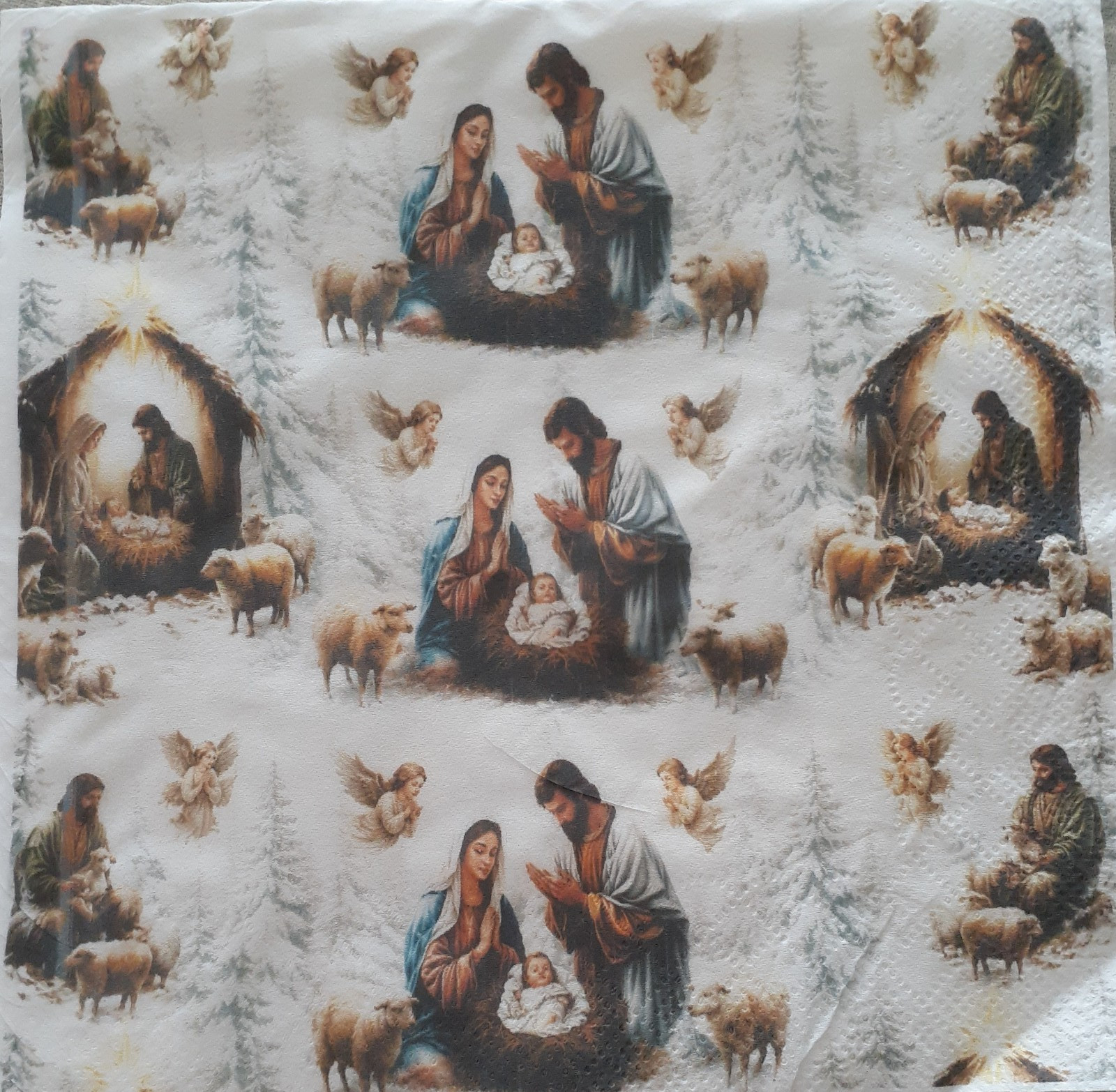 2 individual Paper Decoupage NAPKINS - RELIGIOUS BABY JESUS BIRTH 1 MOTIF