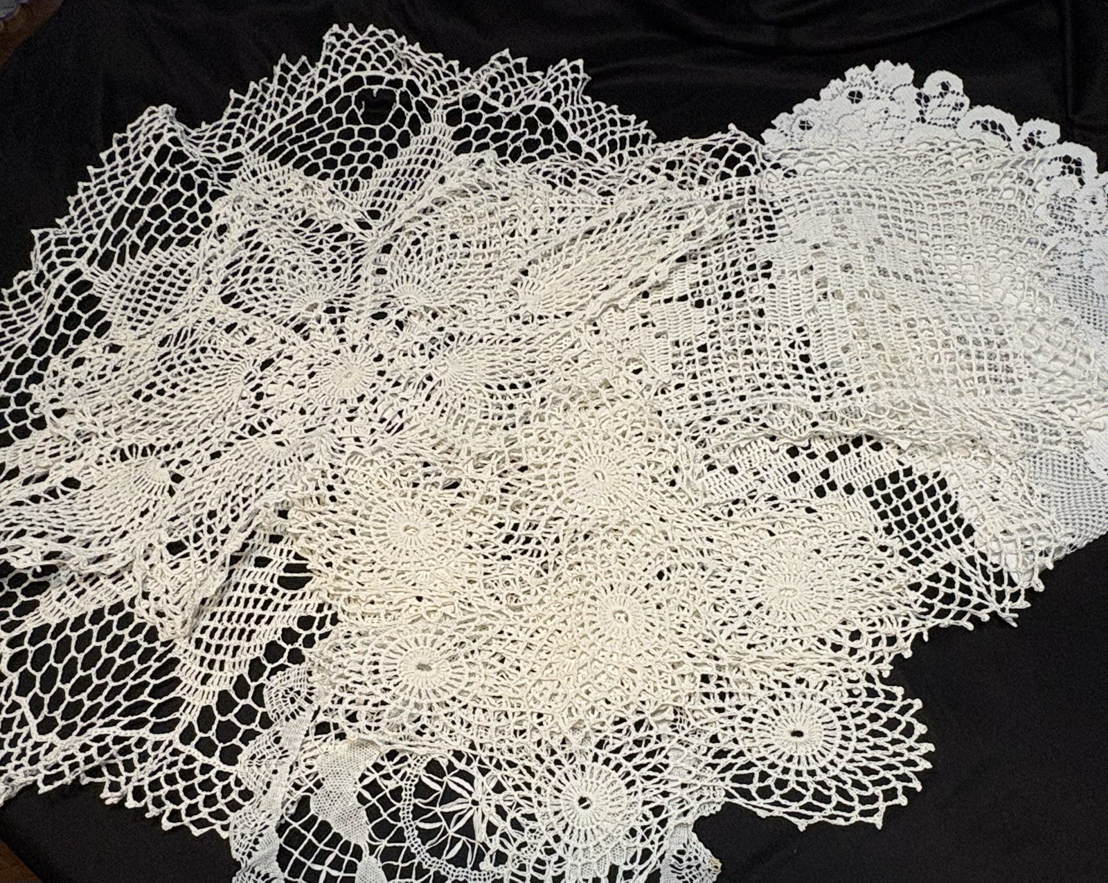 VTG Hand Crocheted Doilies Lot Various Sizes/Shapes