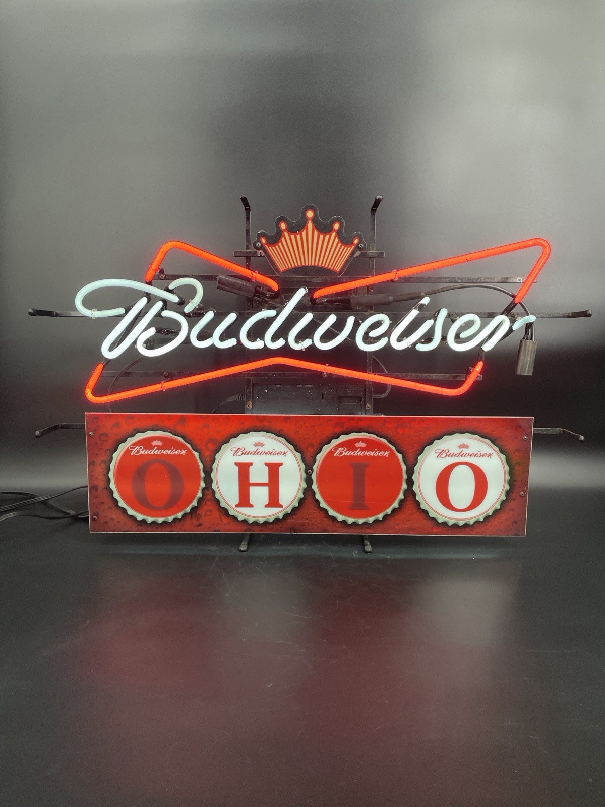 Budweiser Ohio Neon Beer Sign Vintage Authentic Glass Neon Advertising 33x21