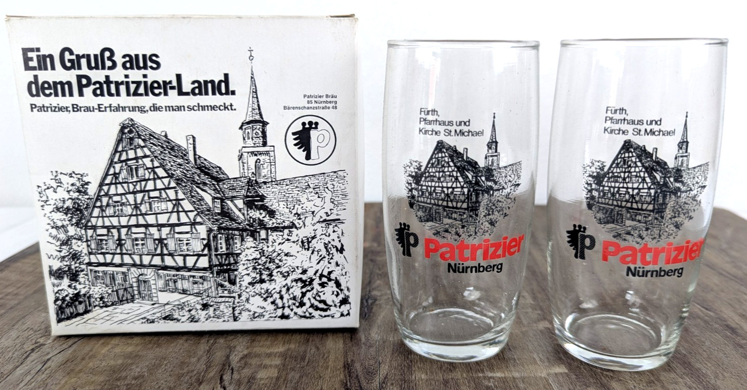 LOT Patrizier Brau Nuremberg Barvaria German Beer Glass 1980's VTG