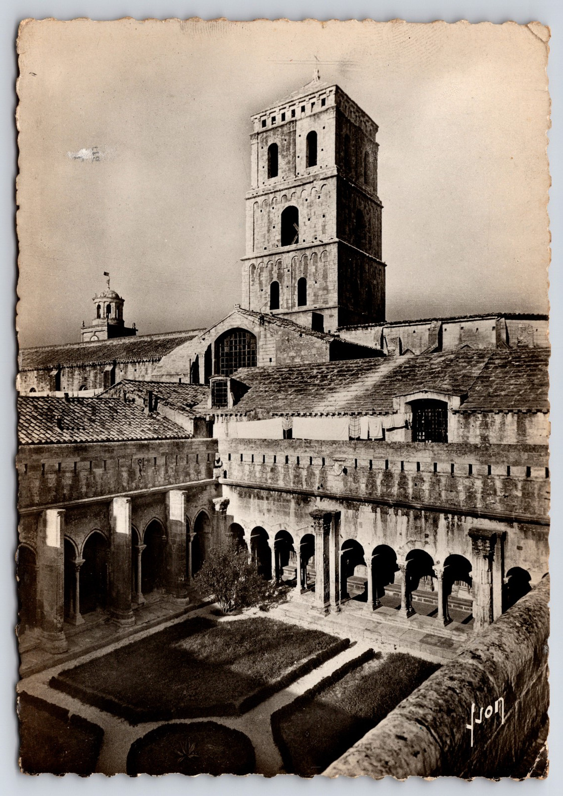 Vintage RPPC Arles France St Trophime Cathedral Cloister Bell Tower Postcard
