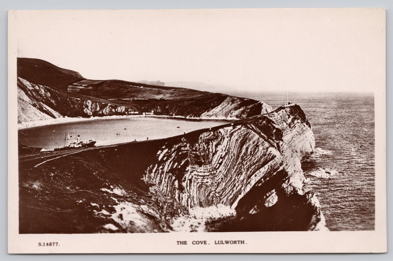 Vintage Kingsway Real Photo Postcard Lulworth Cove Dorset England UK RPPC