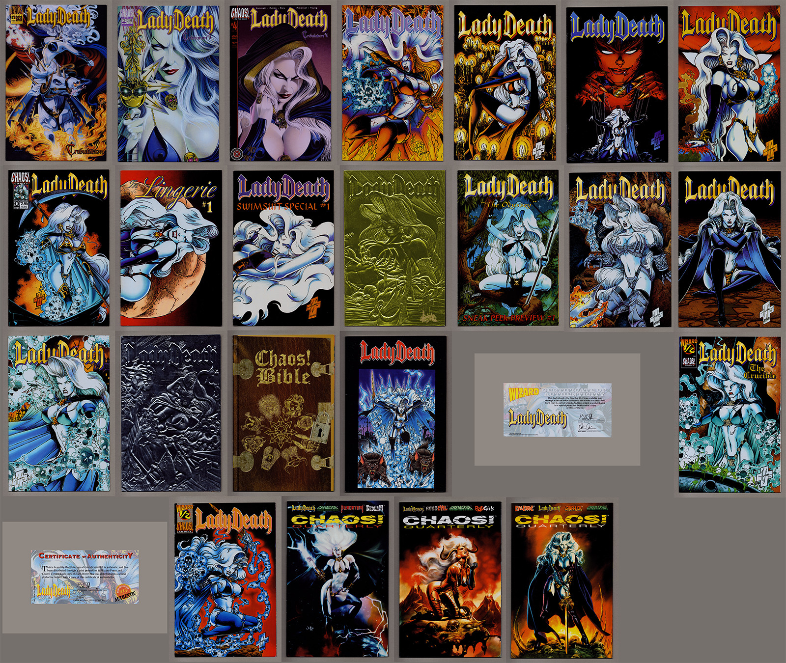 LADY DEATH LOT 23 COMICS VARIOUS TITLES NO DUPLICATION