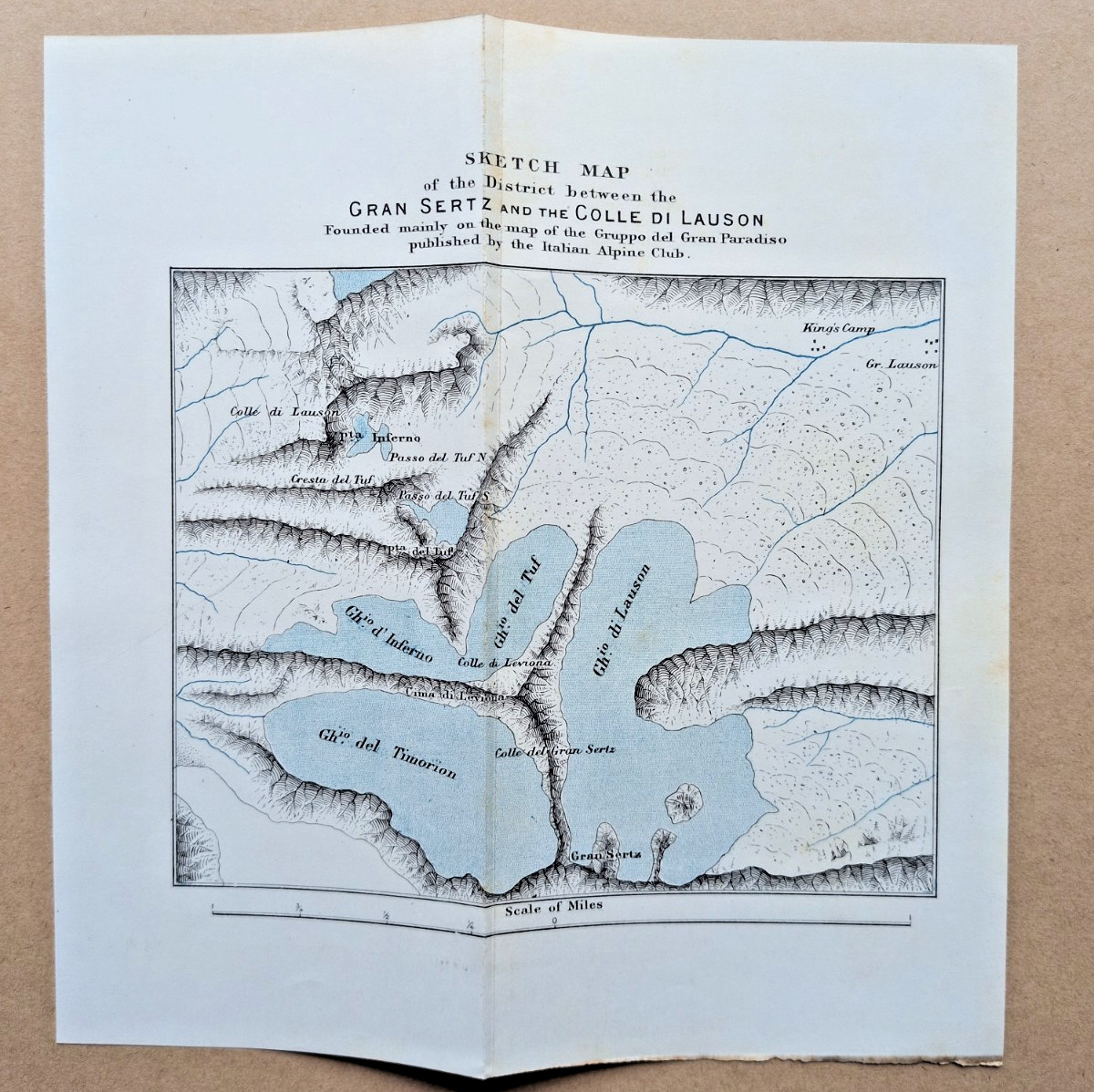 Map of District between Gran Sertz and the Colle Di Lauson- Antique Print - 1911