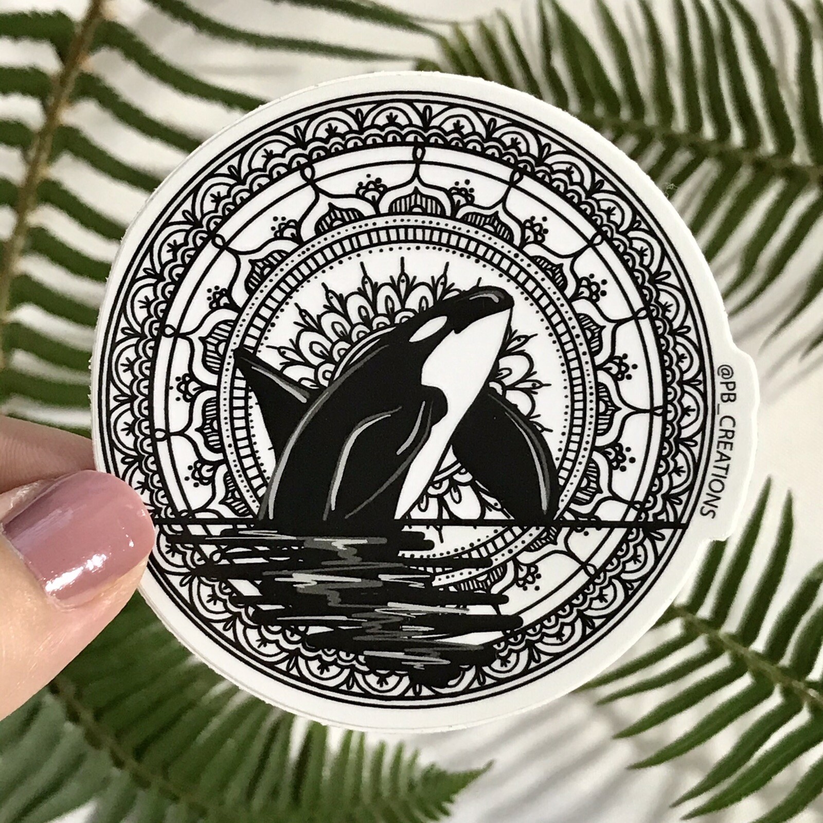 Orca Killer Whale Mandala PNW Ocean Vinyl Sticker