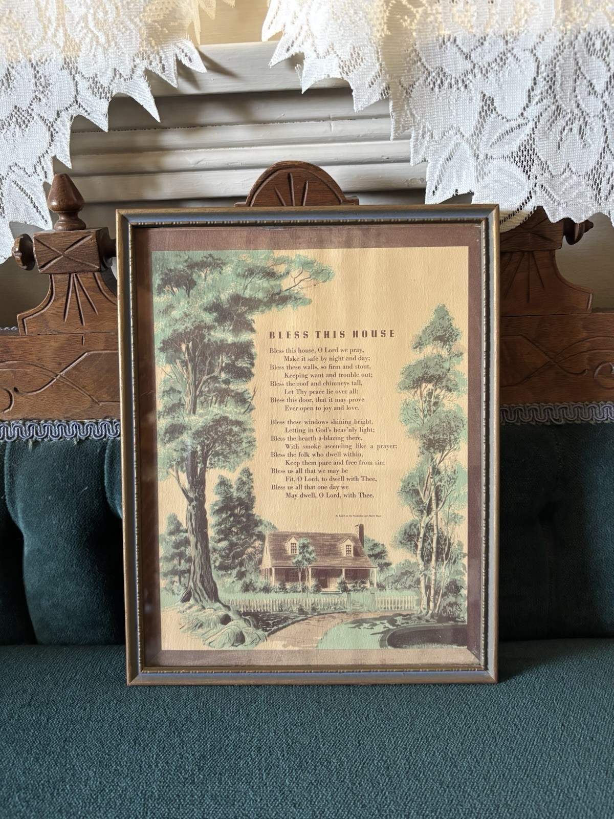Antique 1920’s Poem Picture Bless This House 8x10 READ