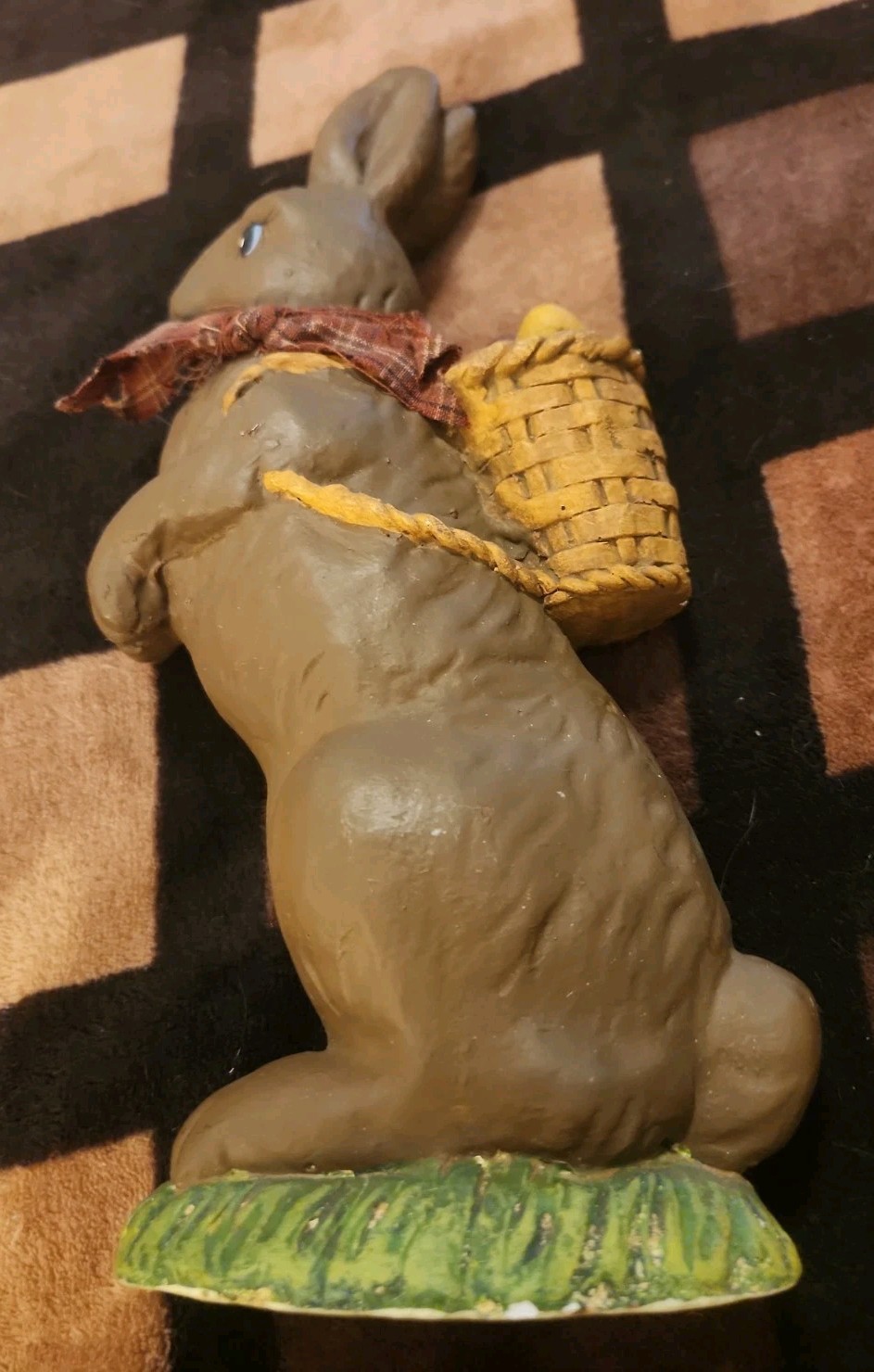 Vintage Paper Mache Easter Bunny Rabbit With Basket & Eggs 10
