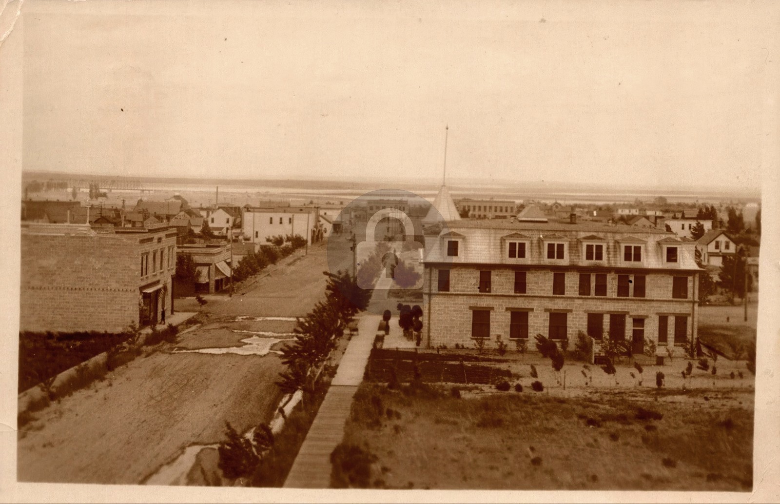 Kennewick Washington WA Main Street Hotel Businesses 1911 RPPC Postcard COPY