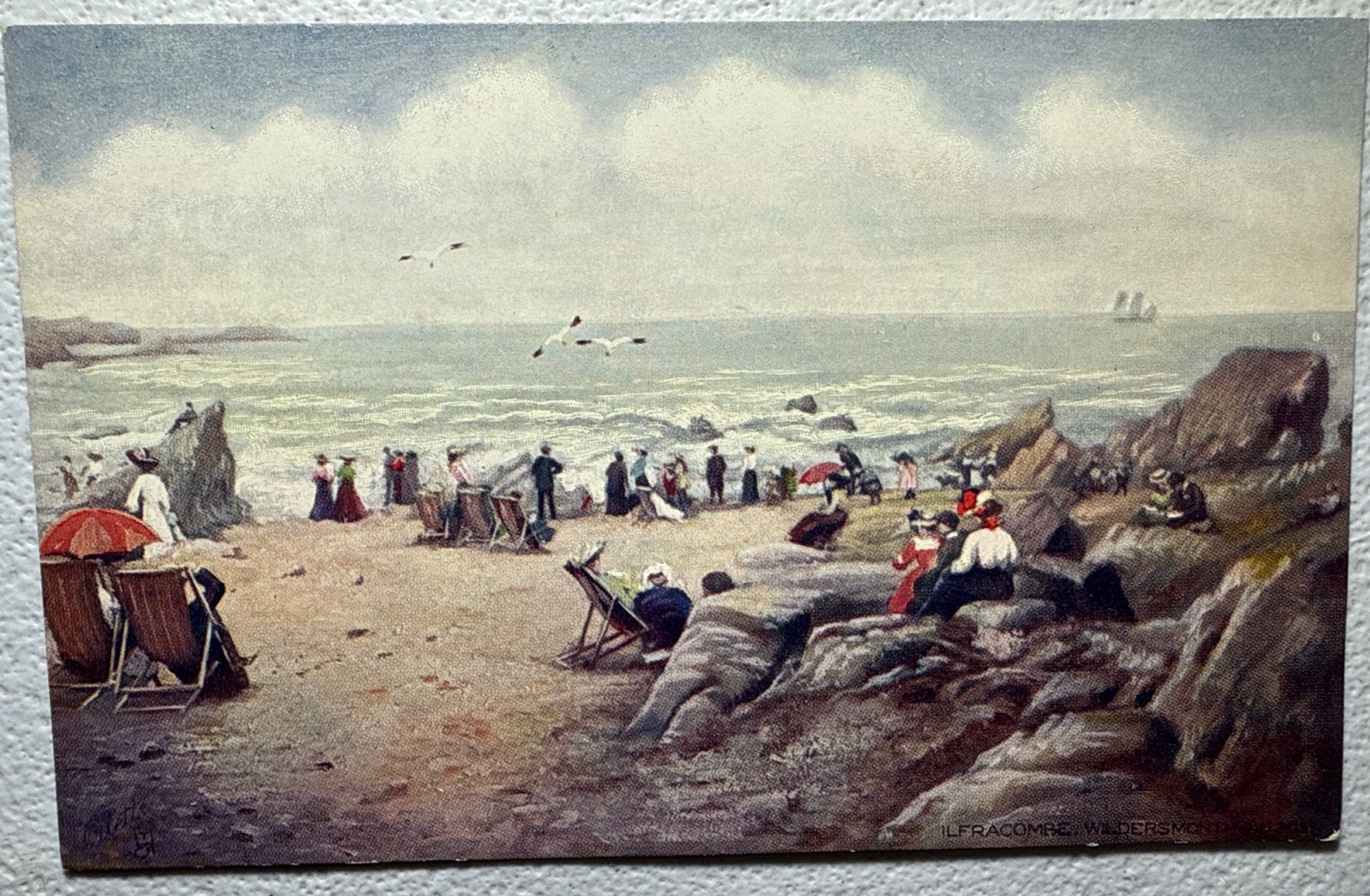 Vintage Ilfracombe Wildersmouth Beach England Tucks Postcard 7370
