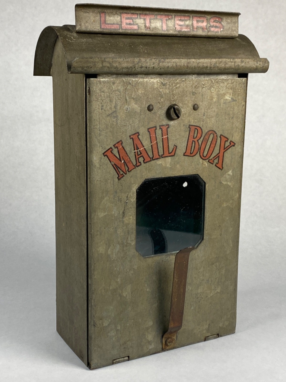 Antique Vintage Wall Mount Mail Box LETTERS Metal Glass Window Country Store