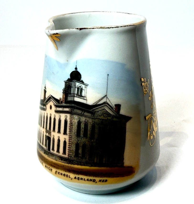 ASHLAND - HIGH SCHOOL - NEBRASKA NE Antique Souvenir China TRINKET CREAMER