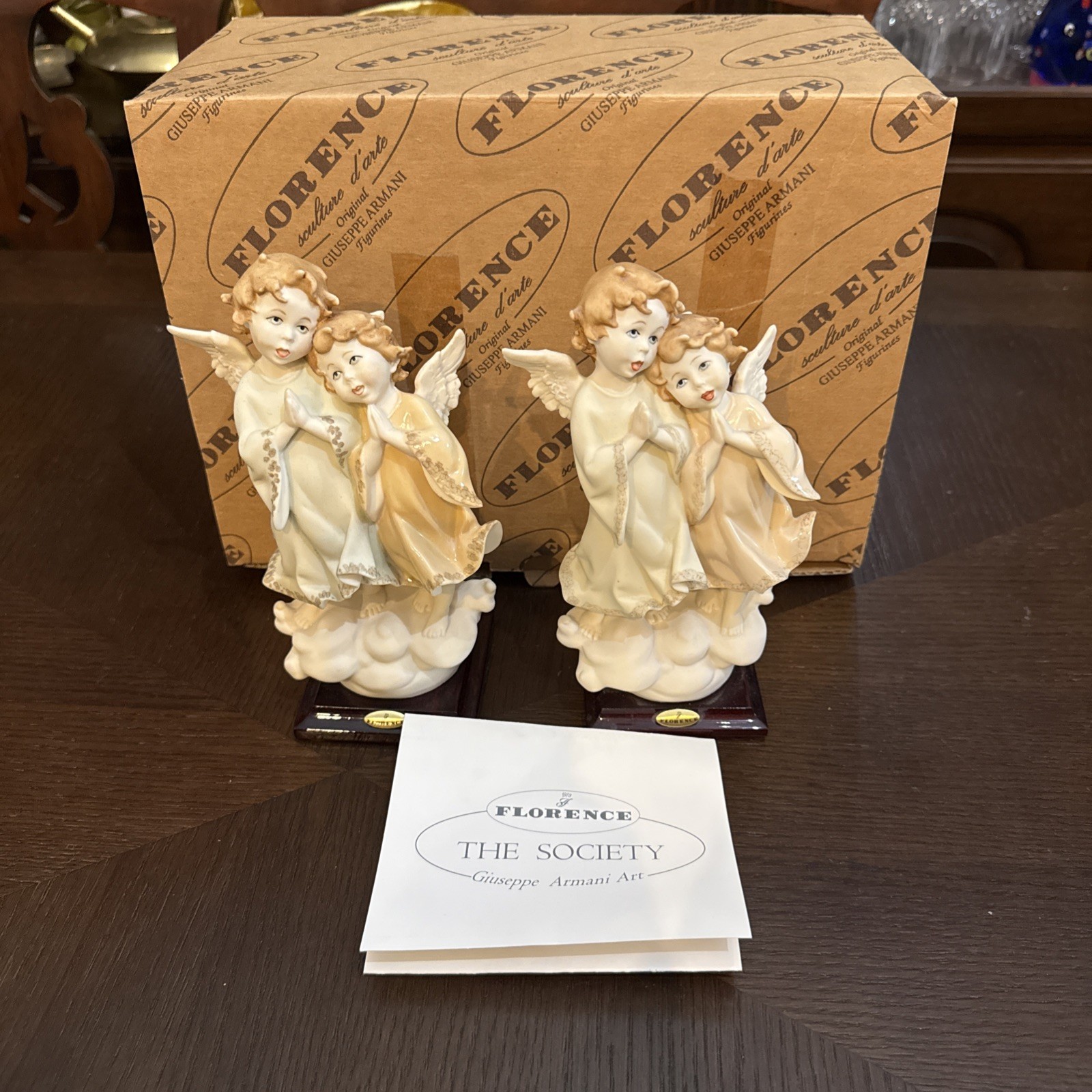 PairGUISEPPE ARMANI VIN 1991 SINGING ANGELS FIGURINE #7700c With Original Box