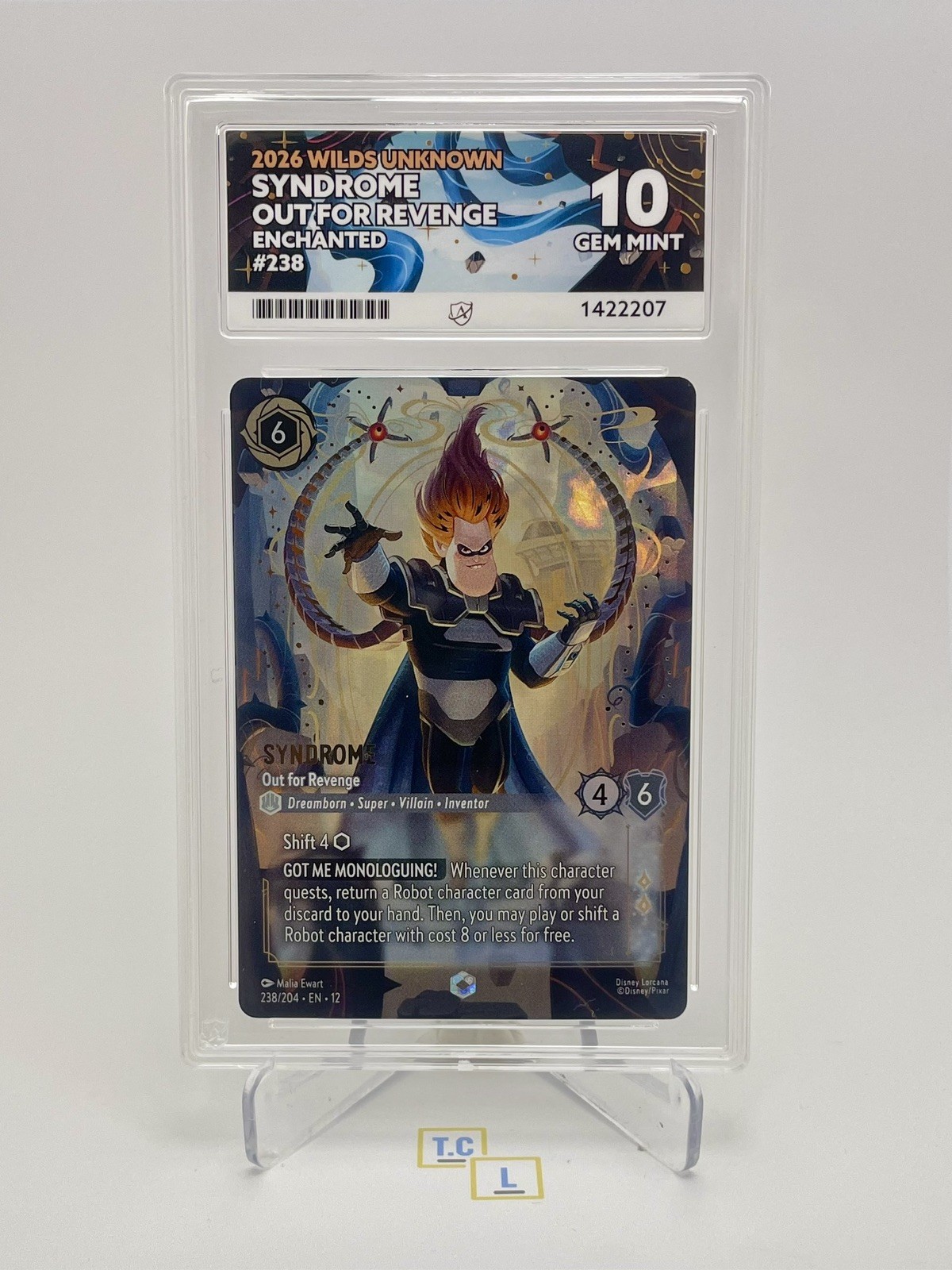 Syndrome Out For Revenge 238/204 ACE Wilds Unknown Lorcana ACE 10 Gem Mint