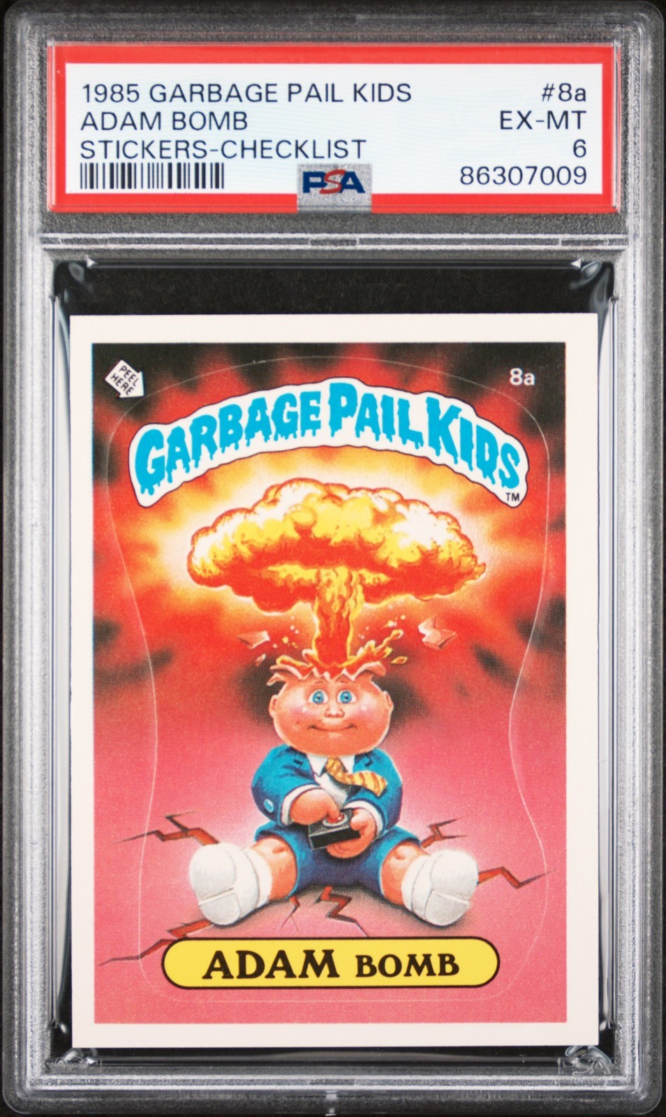 1985 Topps OS1 Garbage Pail Kids Series 1 ADAM BOMB CHECKLIST 8a Matte PSA 6 EX
