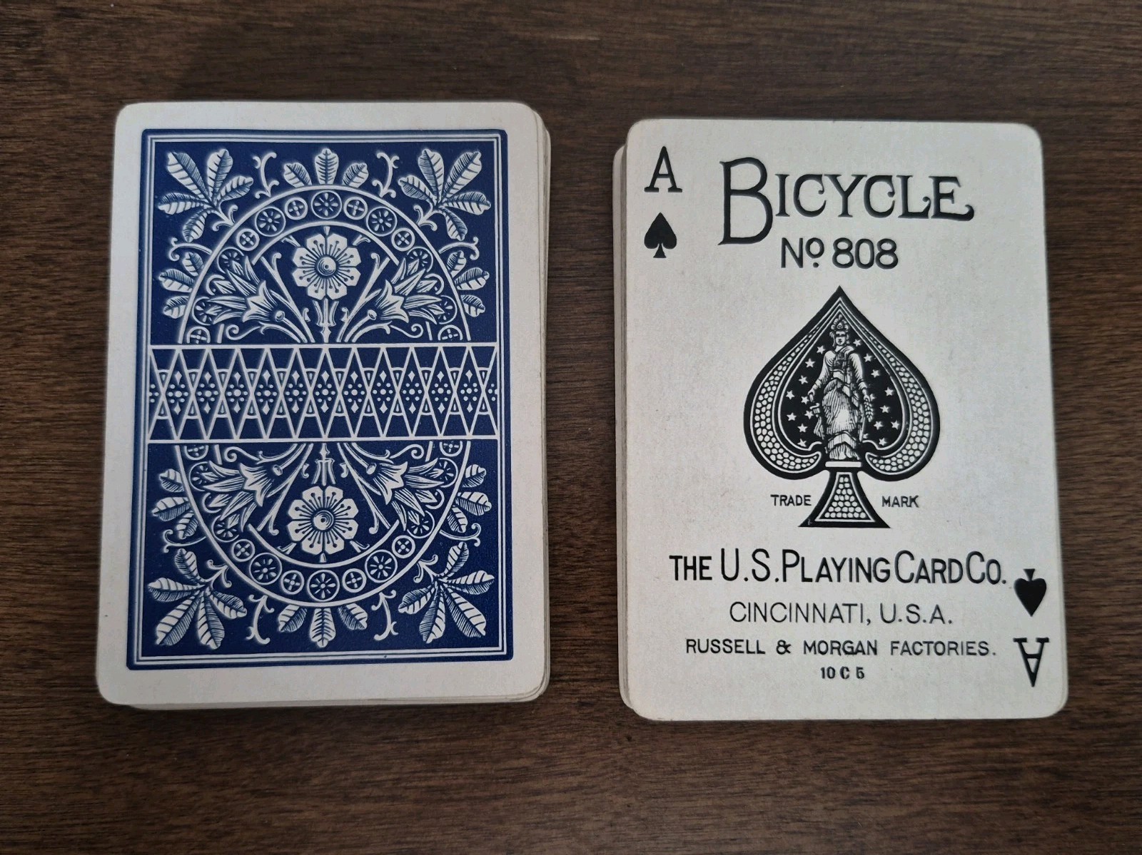 Vintage C1906-1925 Bicycle Playing Cards, Blue Lotus Back, No Box