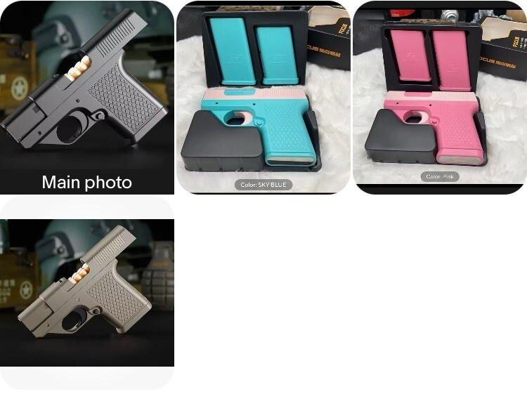 Cool Pistol Style Handgun Firearm Toy Lighter with 3 Cigarette Case Magazine