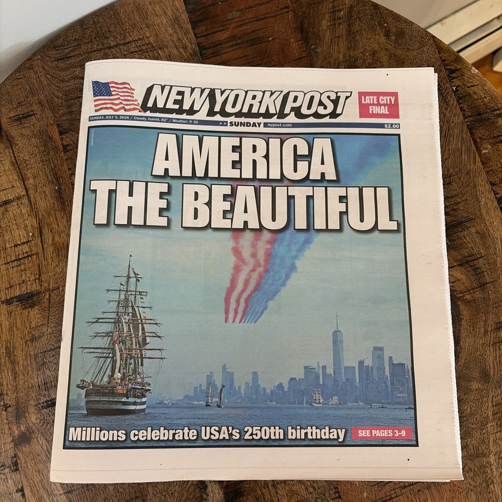 NEW YORK POST - SUNDAY JULY 5, 2026 (USA 250TH BIRTHDAY - AMERICA THE BEAUTIFUL)