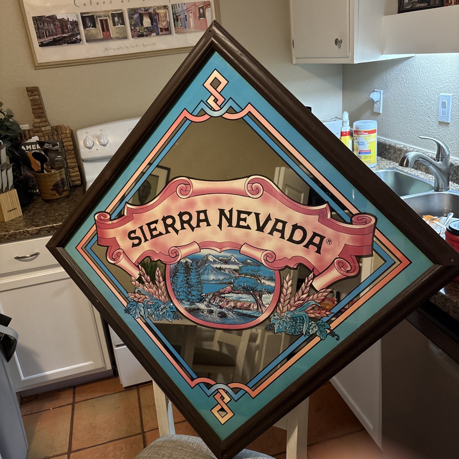 🔥Vtg Sierra Nevada Brewing co Framed Mirror 27x27 Breweriana Wall Decor 🍺 