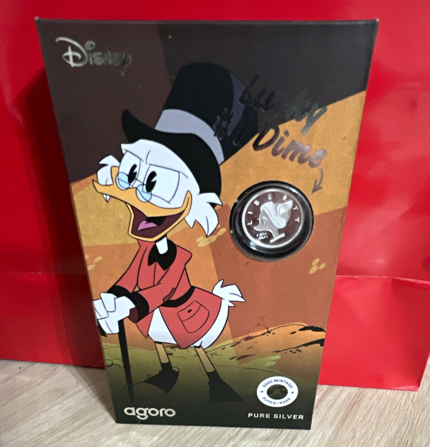 Agoro Disney Scrooge McDuck Lucky Dime Pure Silver Coin Collectible
