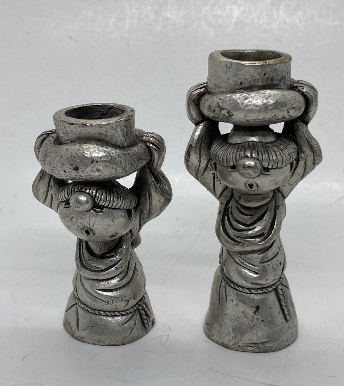 Very Rare A.G Siligato Pewter Candle Holder Basket Bowl Unique Italy Art  21