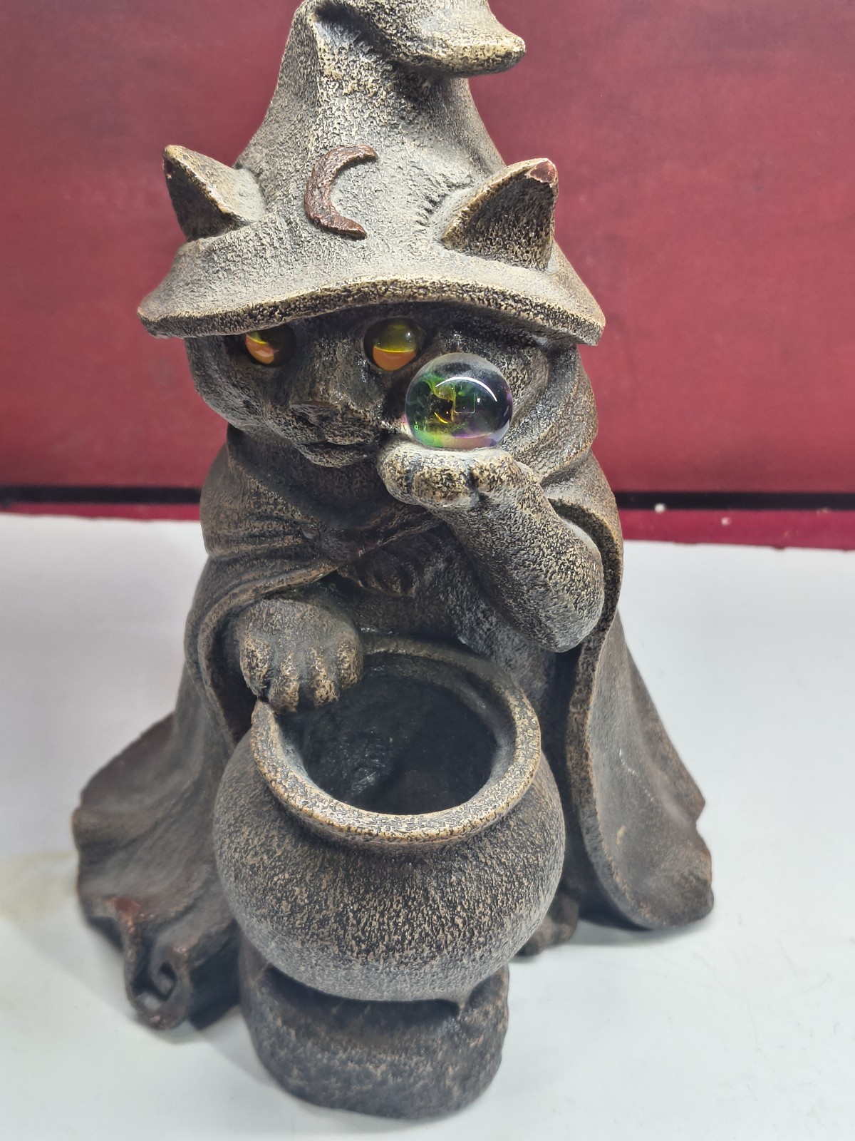Windstone Editions Wizard Cat Figurine Crystal Ball Cauldron Pena 99 USA Fantasy