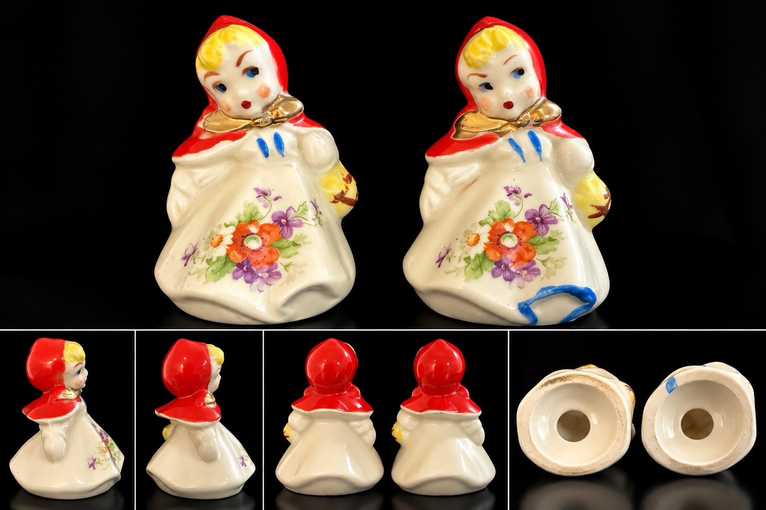Vintage Made in Japan Porcelain Girl Reading Little Red Riding Hood Figurine