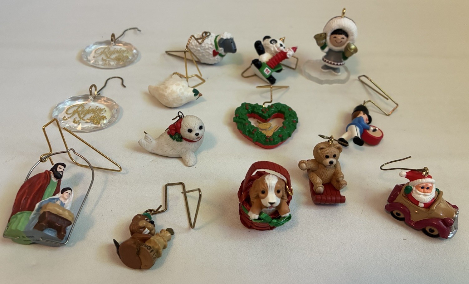 Lot 14 vtg 1990 Hallmark Mini Xmas Ornaments Little Frosty Carver Dove Roadster