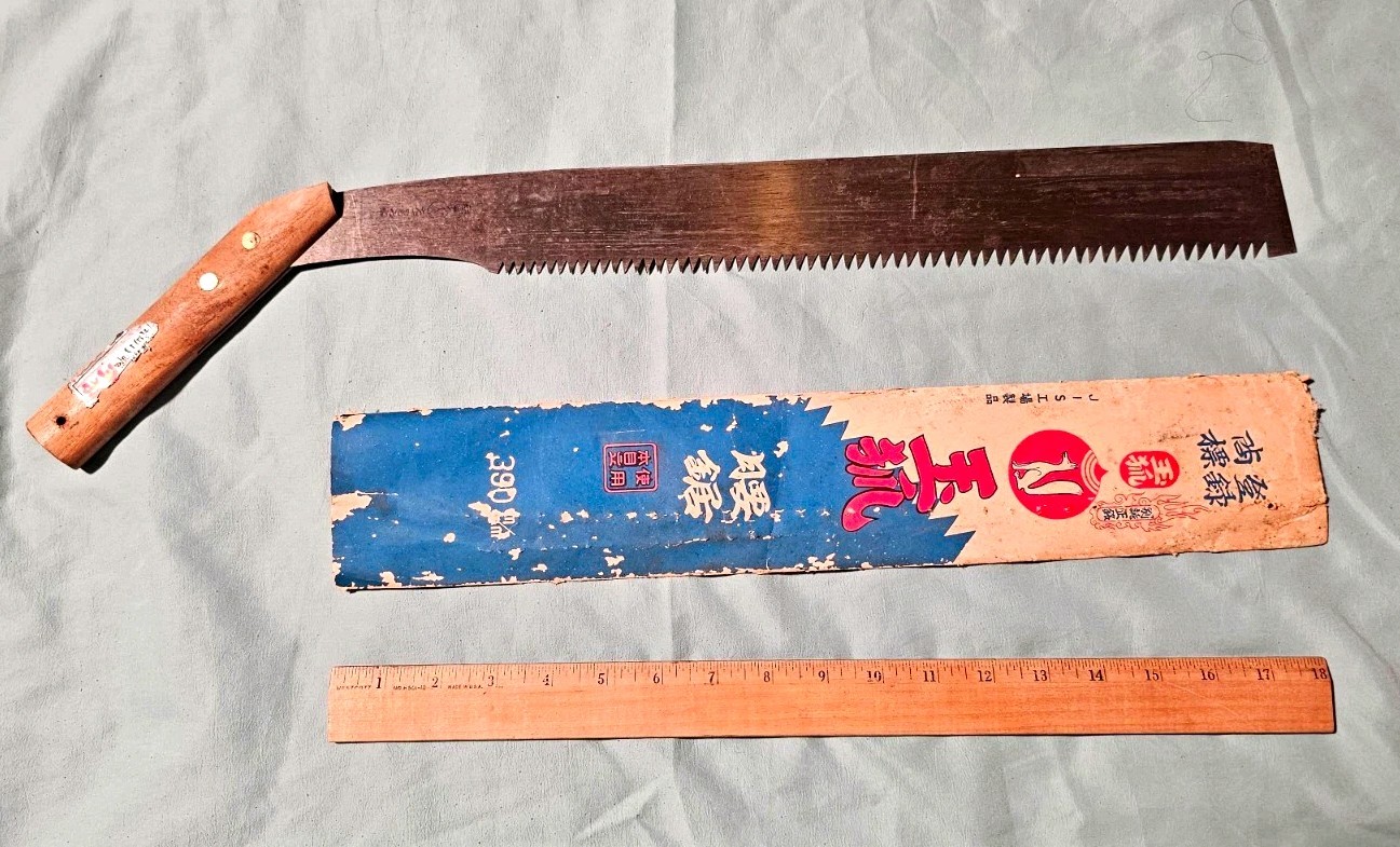 Rare Vintage Traditional Japanese Temagari Pull Saw With Sleeve