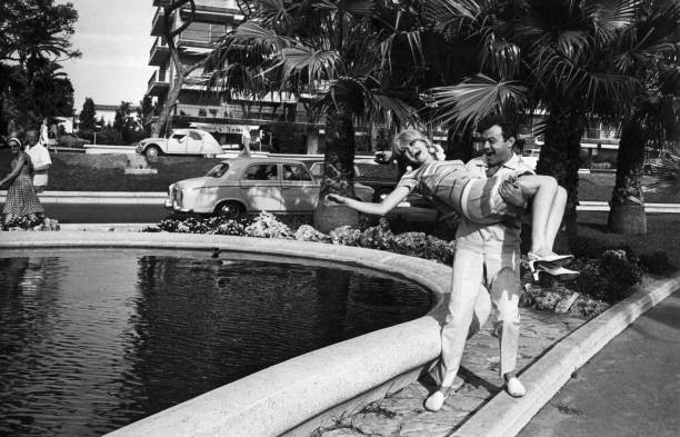 Georges Ulmer his daughter Laura on holiday on the Cote d\'Azur in - Old Photo