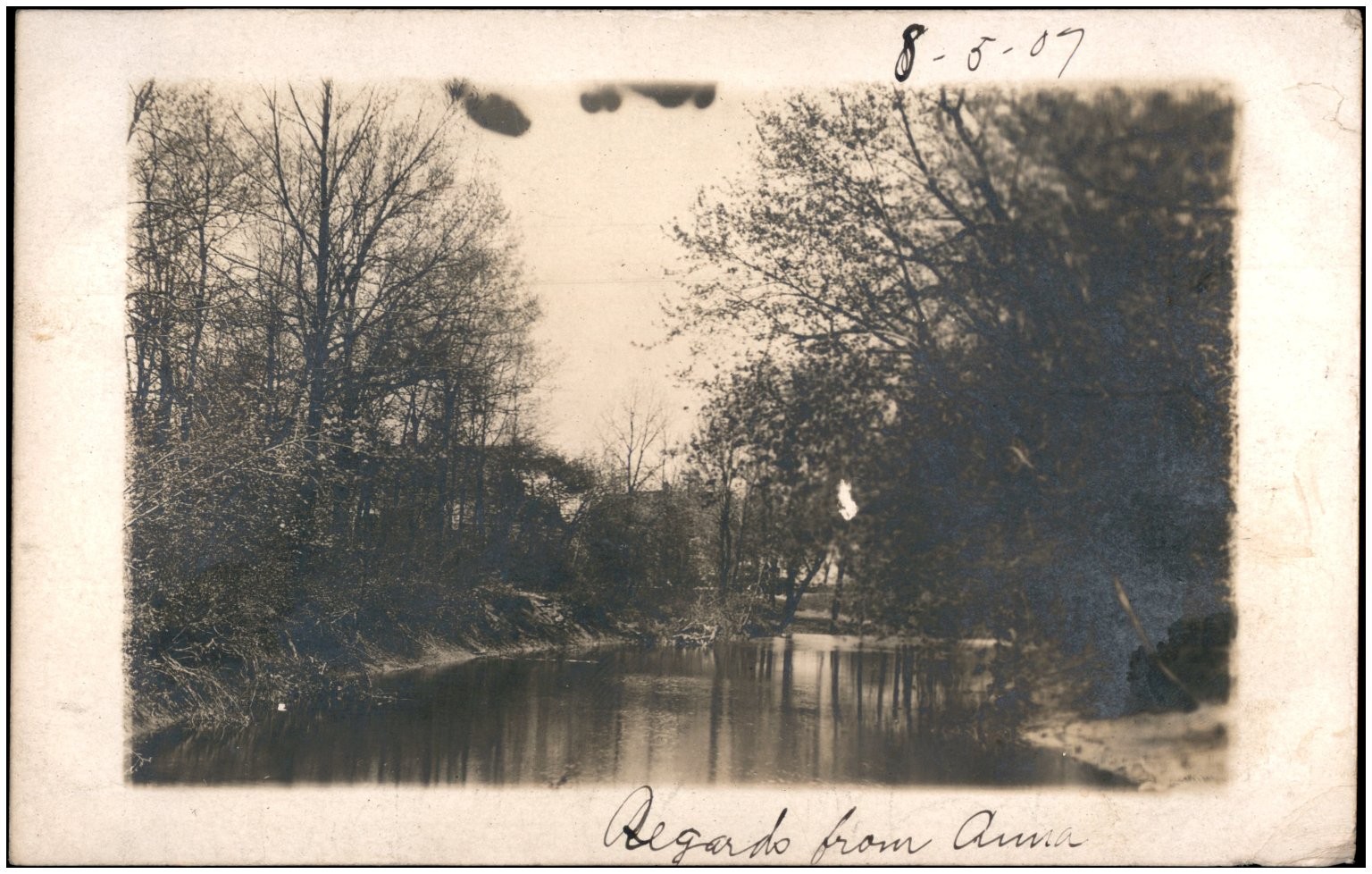 1907 Brookfield, IL Real Photo Postcard RPPC River Creek Trees Anna Host