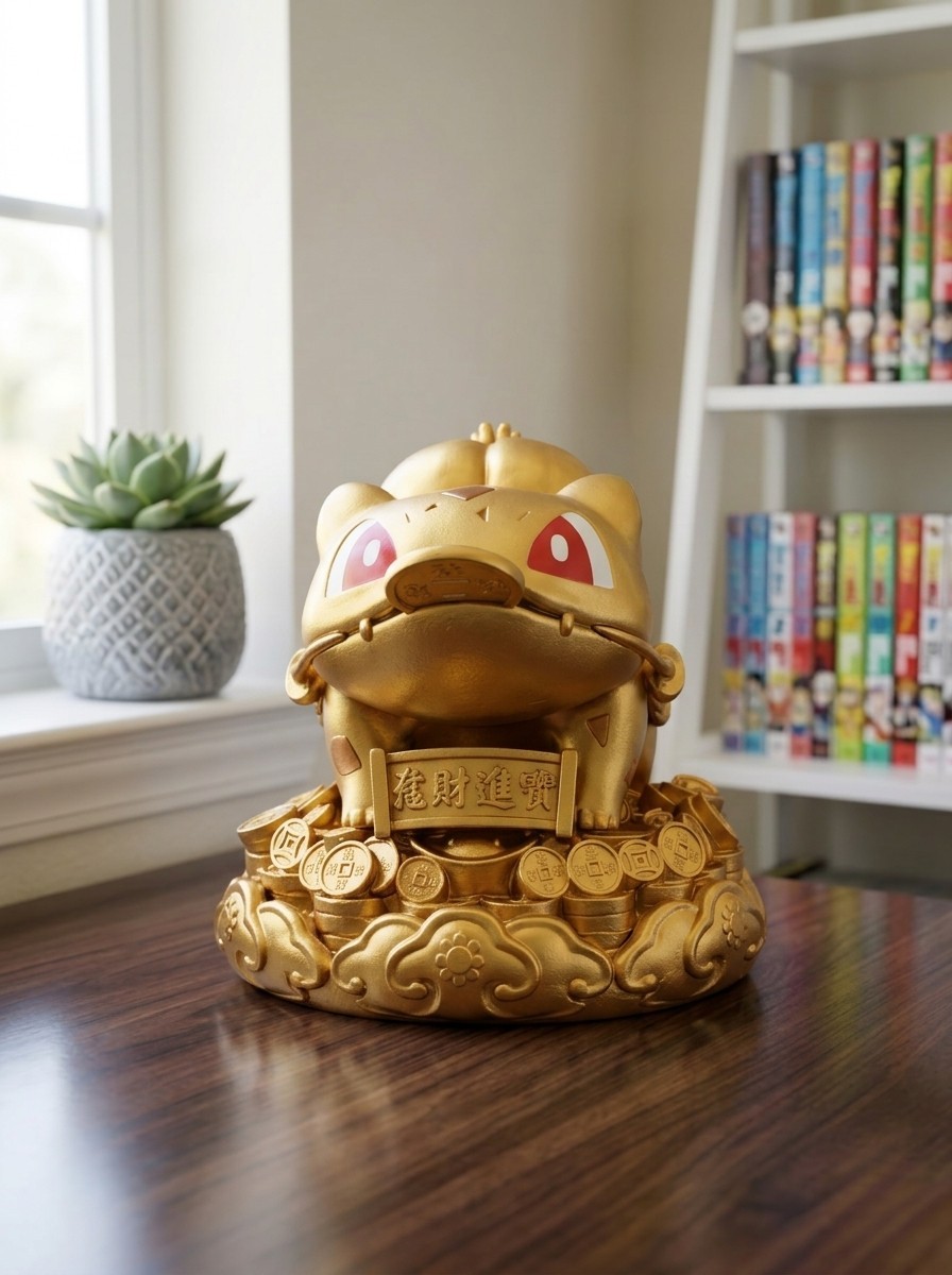 Pokemon Bulbasaur Chinese Fortune Figure Toy Gift Feng Shui Lucky Wealth Statue