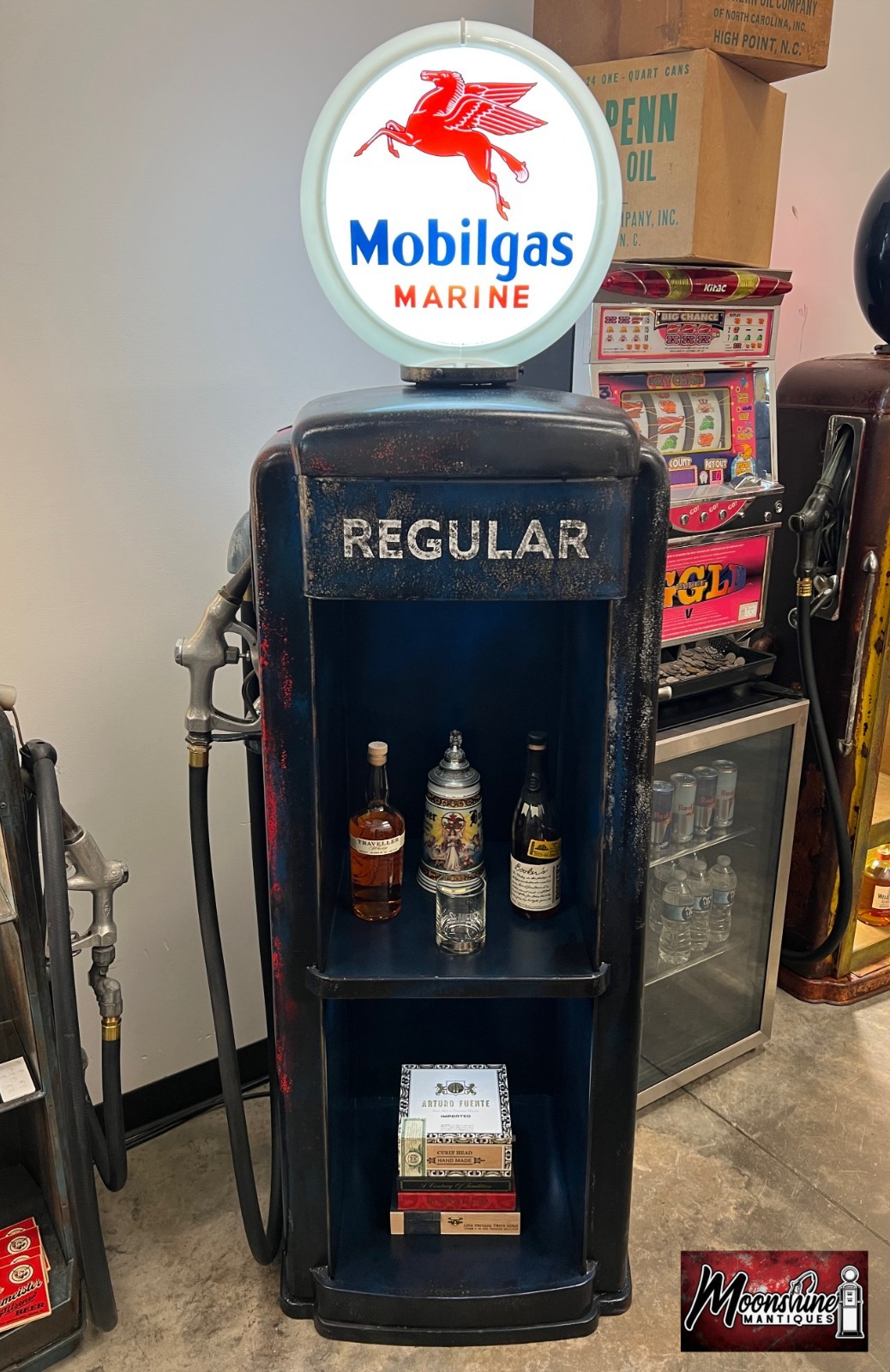 Rustoration 1950’s MOBIL MARINE Tokheim Gas Pump w/ Shelves - Mancave Decor