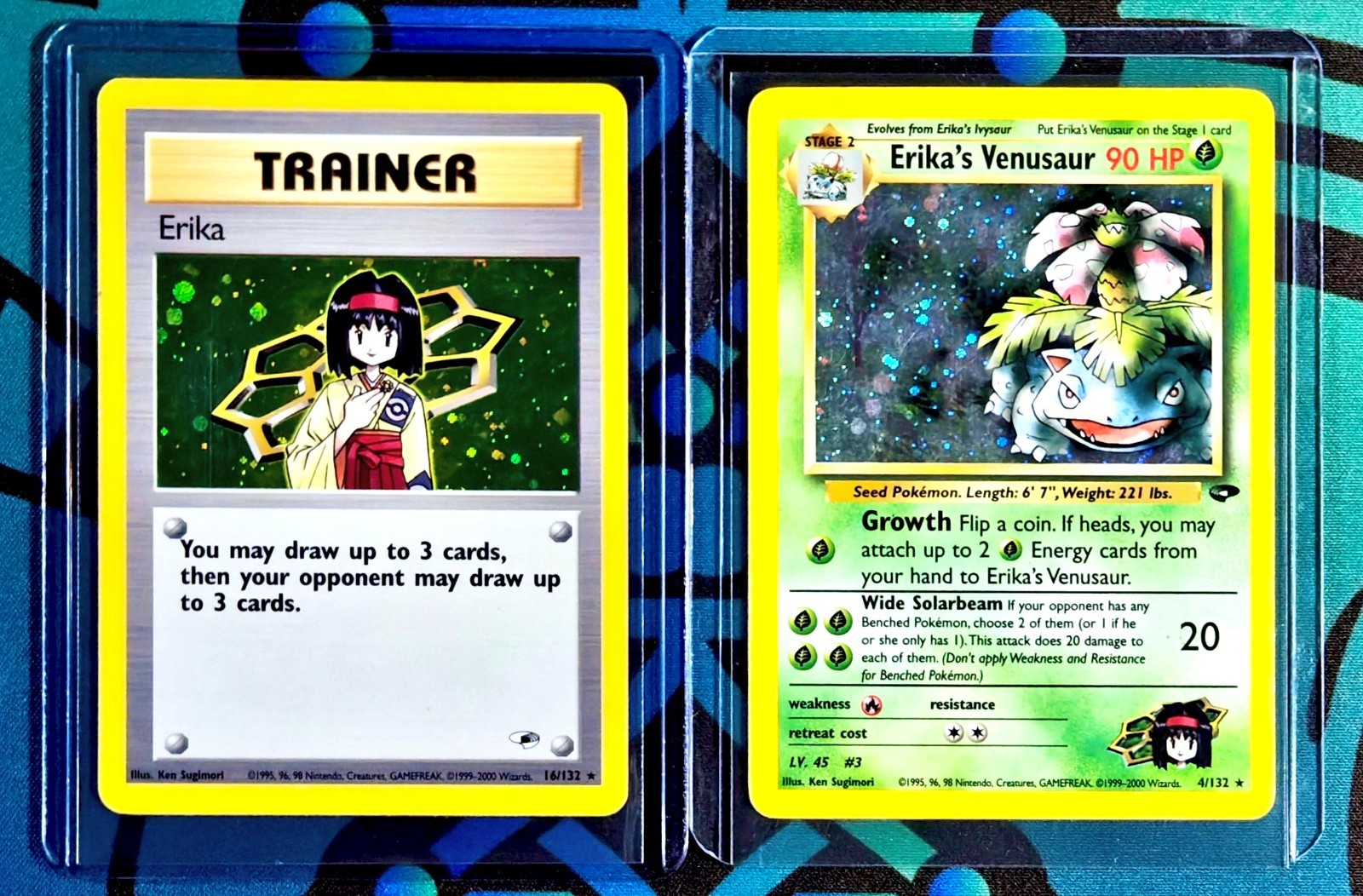 Pokemon ERIKA'S VENUSAUR Holo & ERIKA Holo Set | 2000 Gym Challenge & Gym Heroes