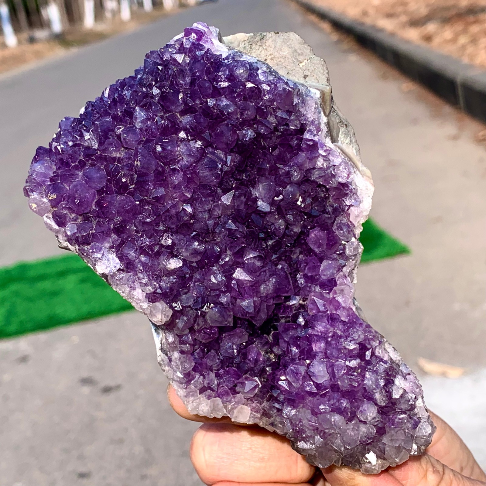 1.56LB Natural Amethyst geode quartz cluster crystal specimen Healing