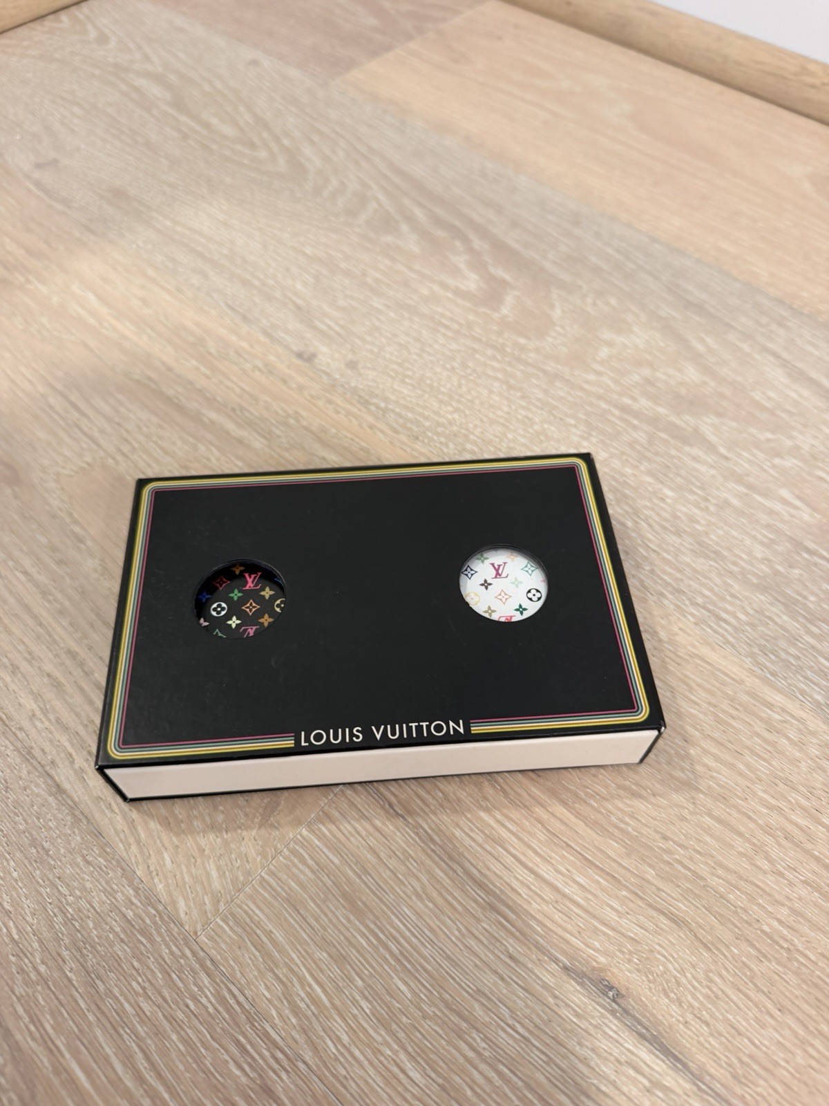 Louis Vuitton Monogram Playing Cards Double Deck Set w/ Box Case, Multicolor