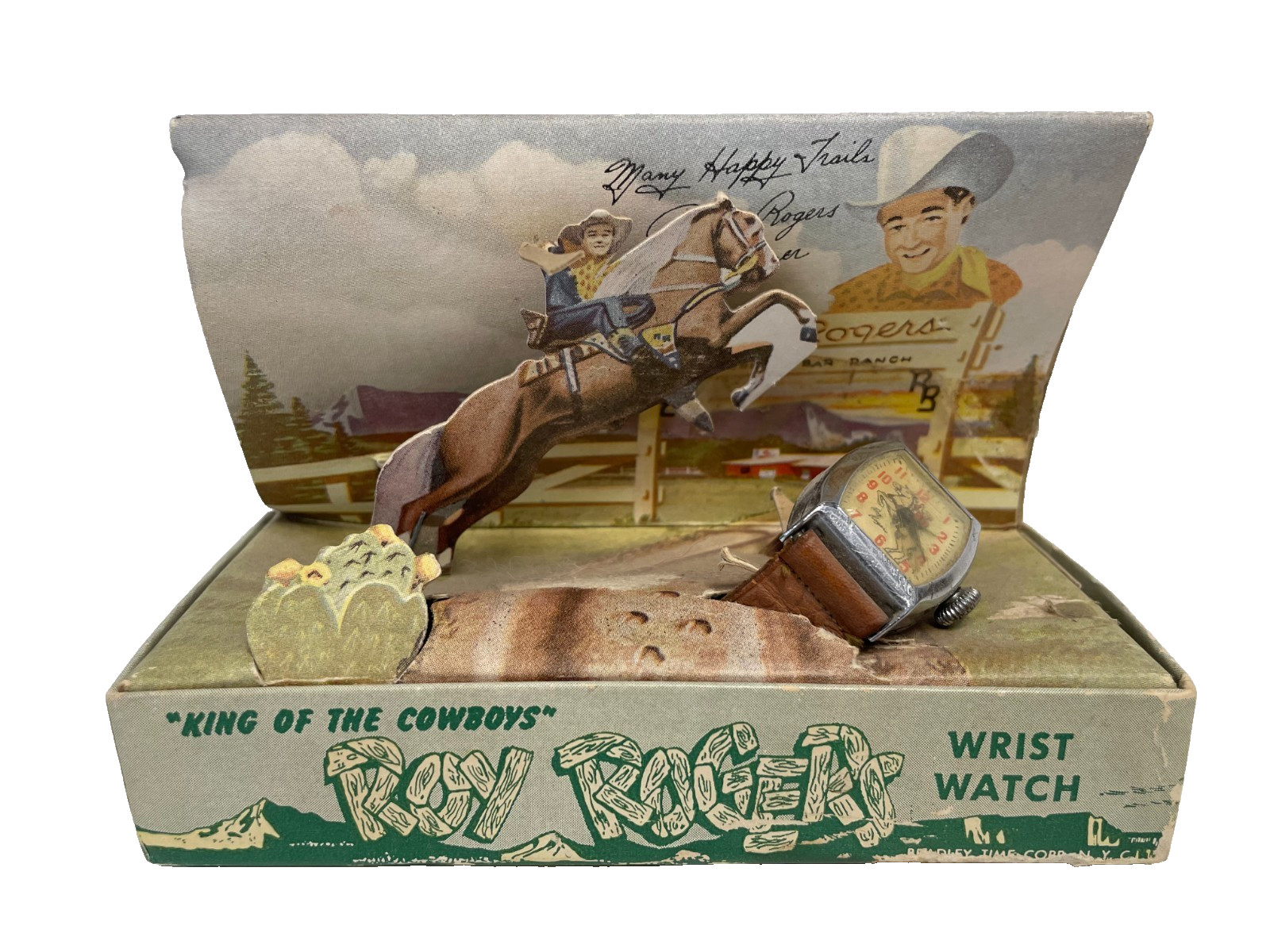 ROY ROGERS  NEW 1940's BRADLEY WRIST WTCH AND DISPLAY