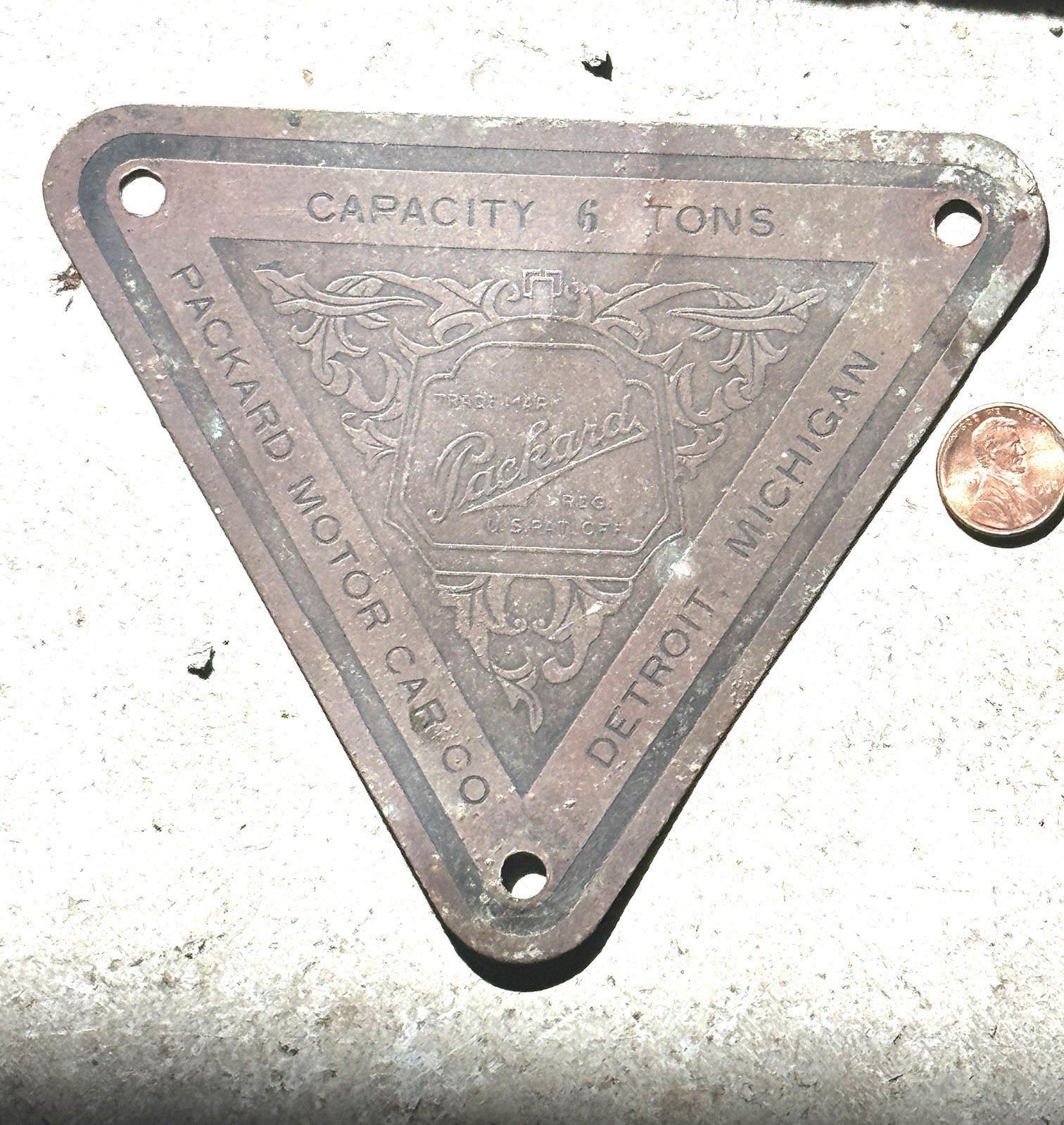 Rare Antique Original Packard Truck 6-Ton Capacity Plate Emblem Tag Sign 1911-14