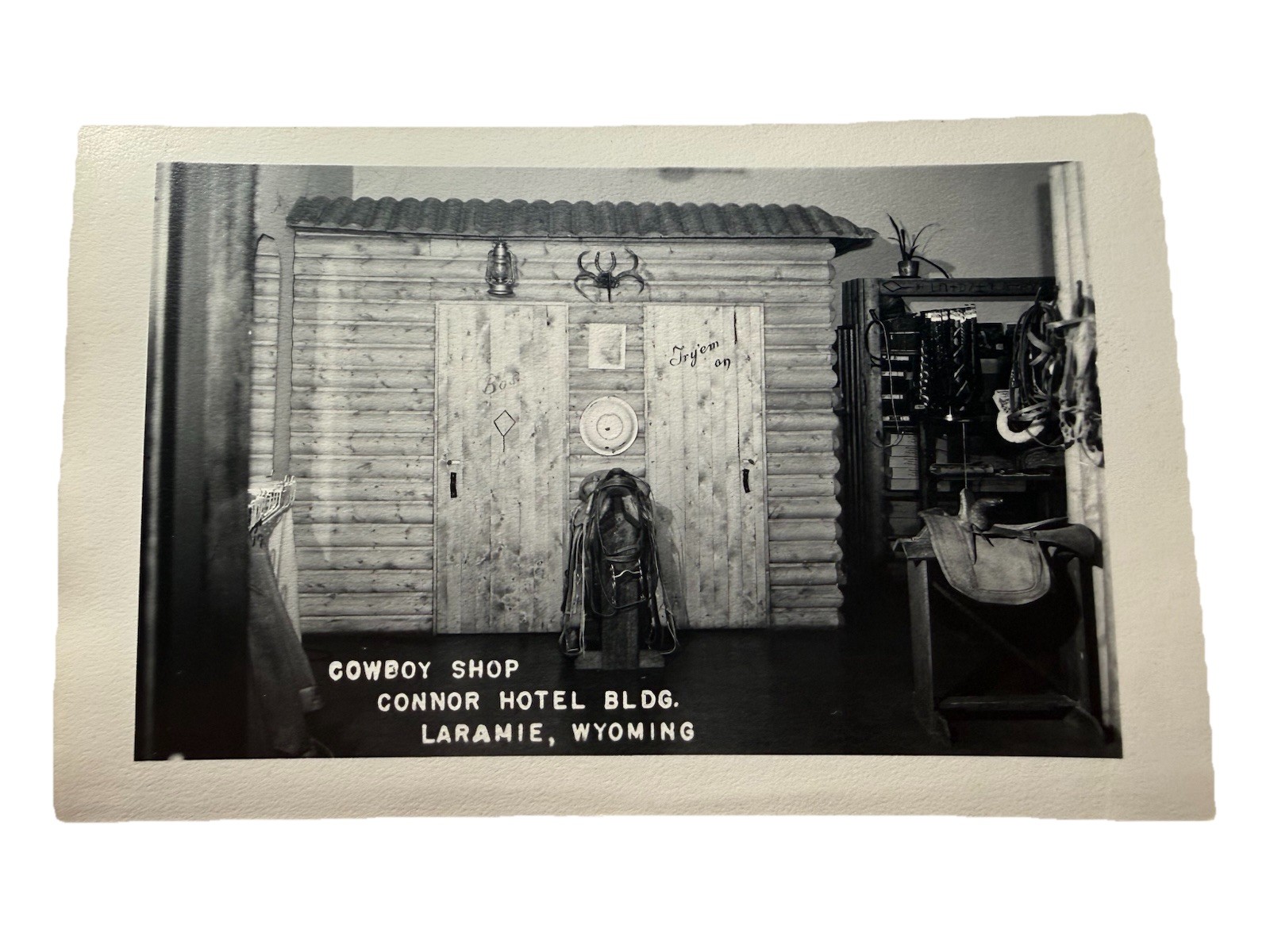 c.1939-1950 Vintage Postcard: Cowboy Shop Connor Hotel Bldg. Laramie, Wyoming