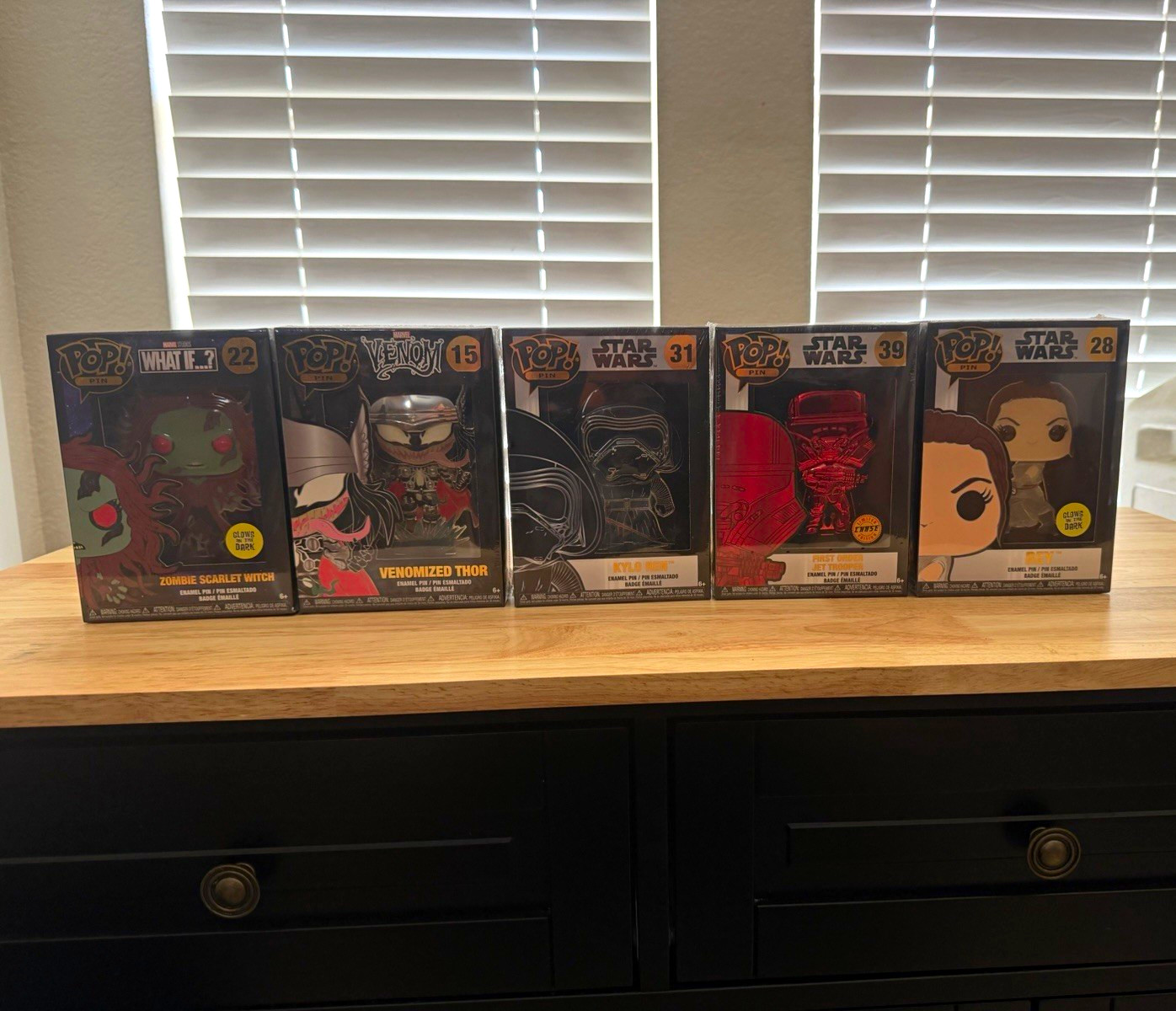 Funko Pop Vinyl Mixed Lot 5 Glow in the Dark Kylo Ren Rey Venomized Thor