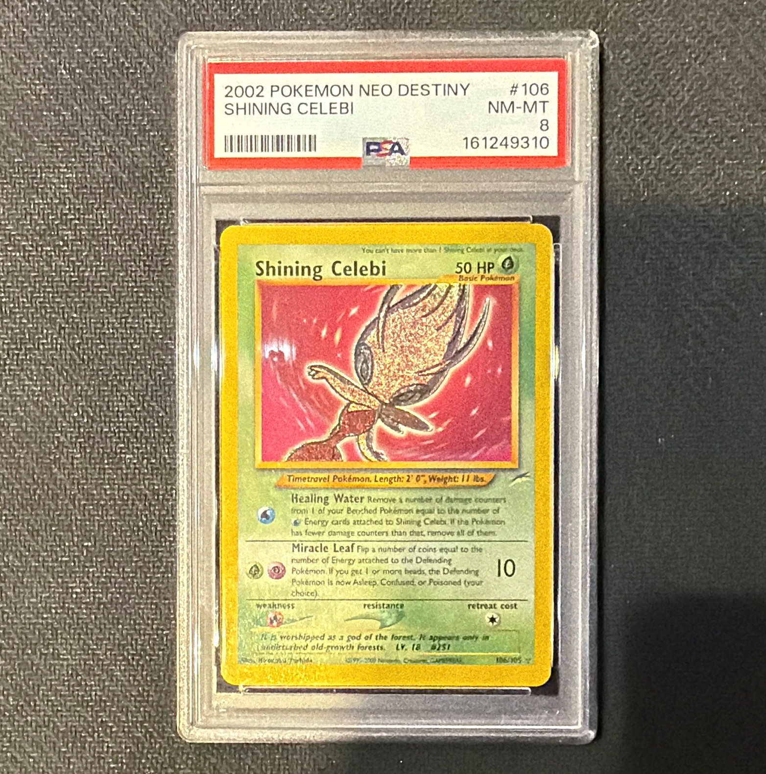2002 Pokémon Neo Destiny Shining Celebi #106 PSA 8 Graded English