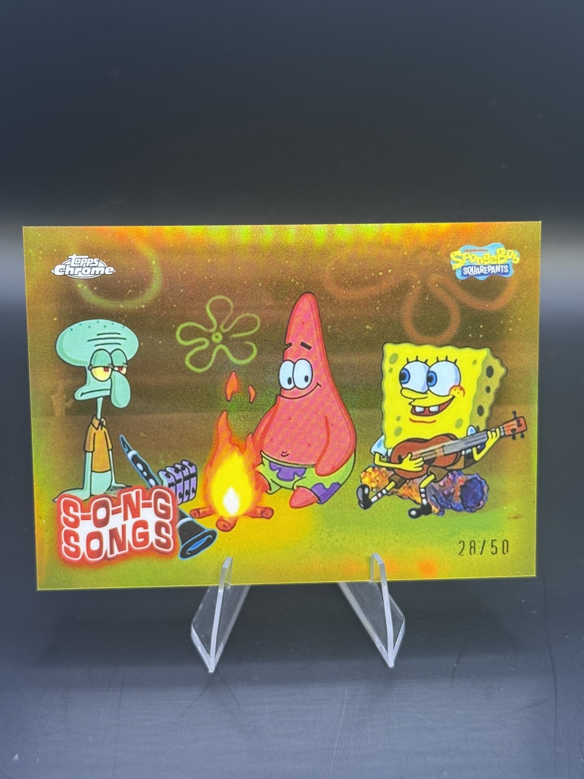 2025 Topps Chrome SpongeBob Campfire Song S-O-N-G Songs Gold Refractor #/50