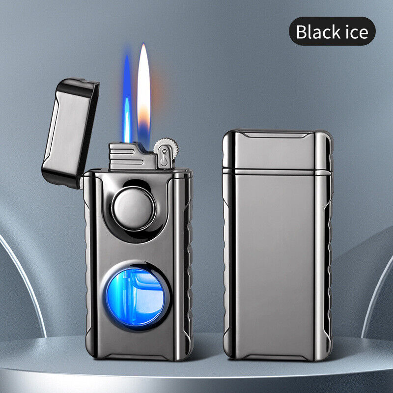 Dual Flame Direct Plus Open Switchable Lighters Torch Cigar Lighter LED GIFTS