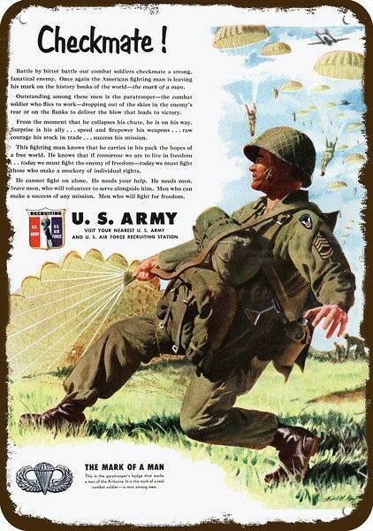 1951 U.S. ARMY AIRBORNE PARATROOPER Vintage-Look DECORATIVE REPLICA METAL SIGN