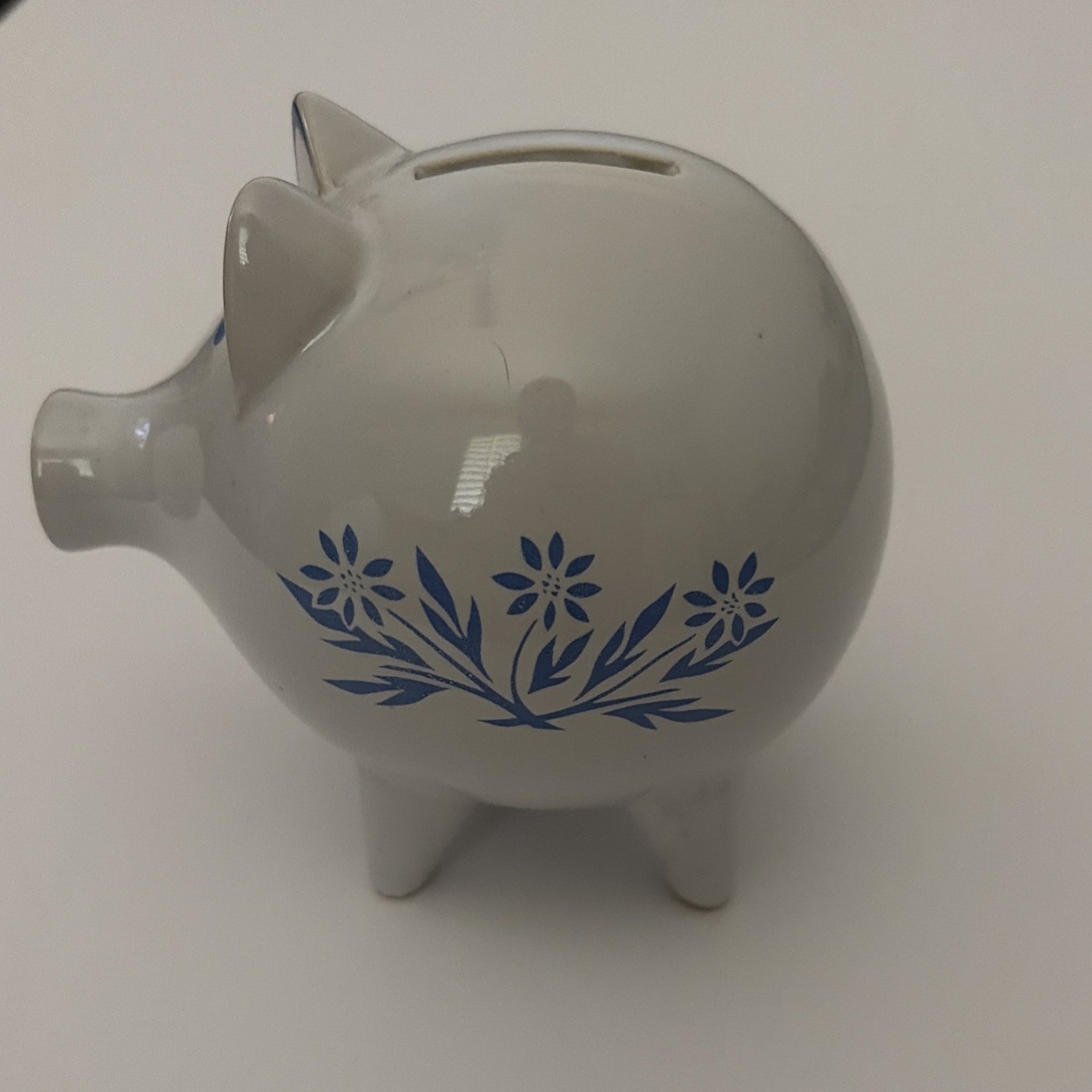 Vtg CorningWare Blue Cornflower Piggy Bank Rare Employee Promo Gift w/Stopper